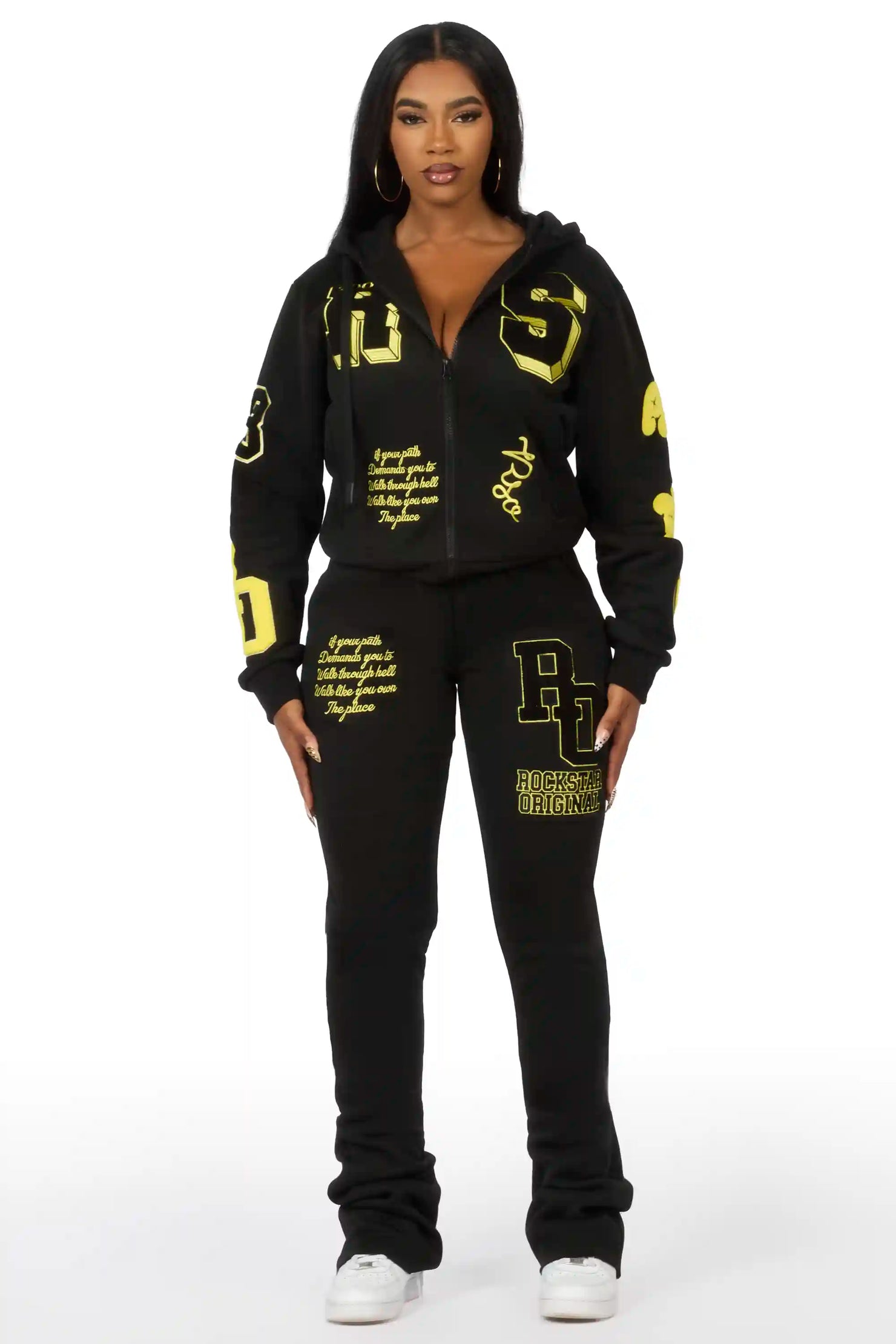 Leslee Black/Yellow Super Stacked Track Set