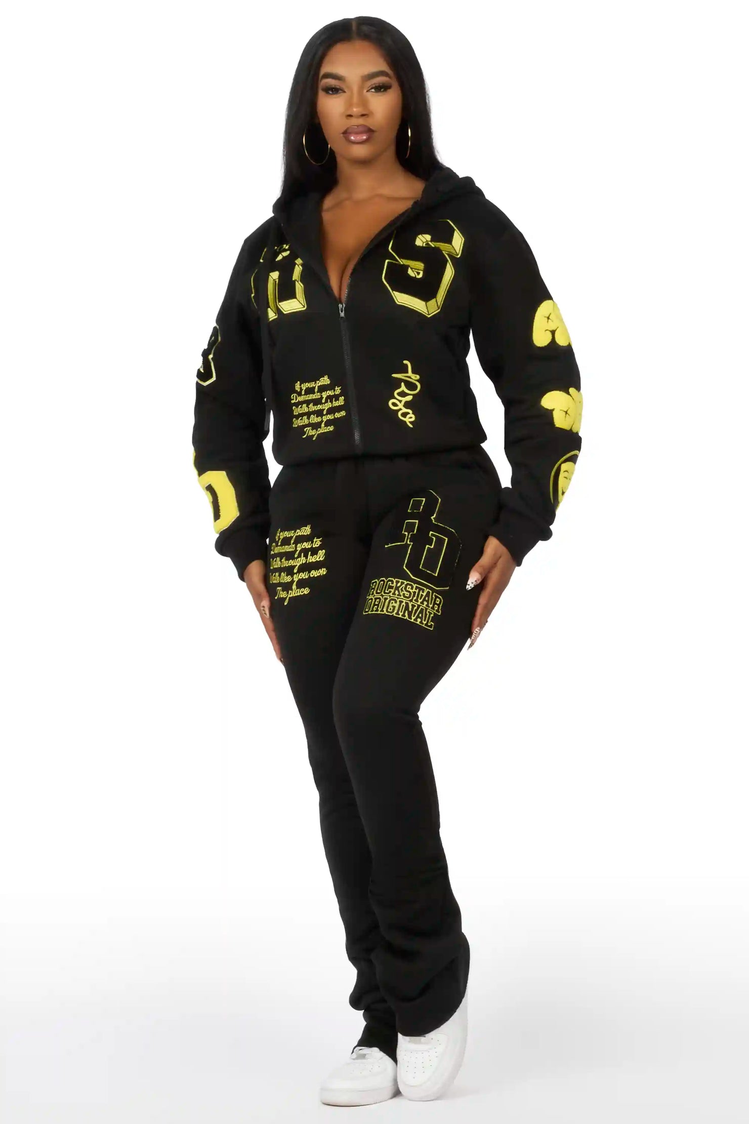 Leslee Black/Yellow Super Stacked Track Set