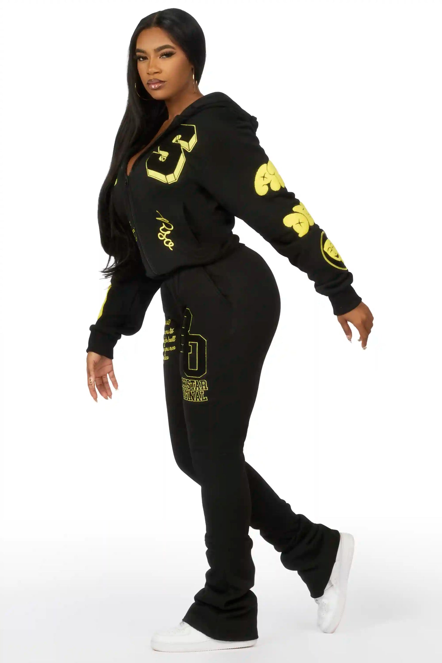 Leslee Black/Yellow Super Stacked Track Set
