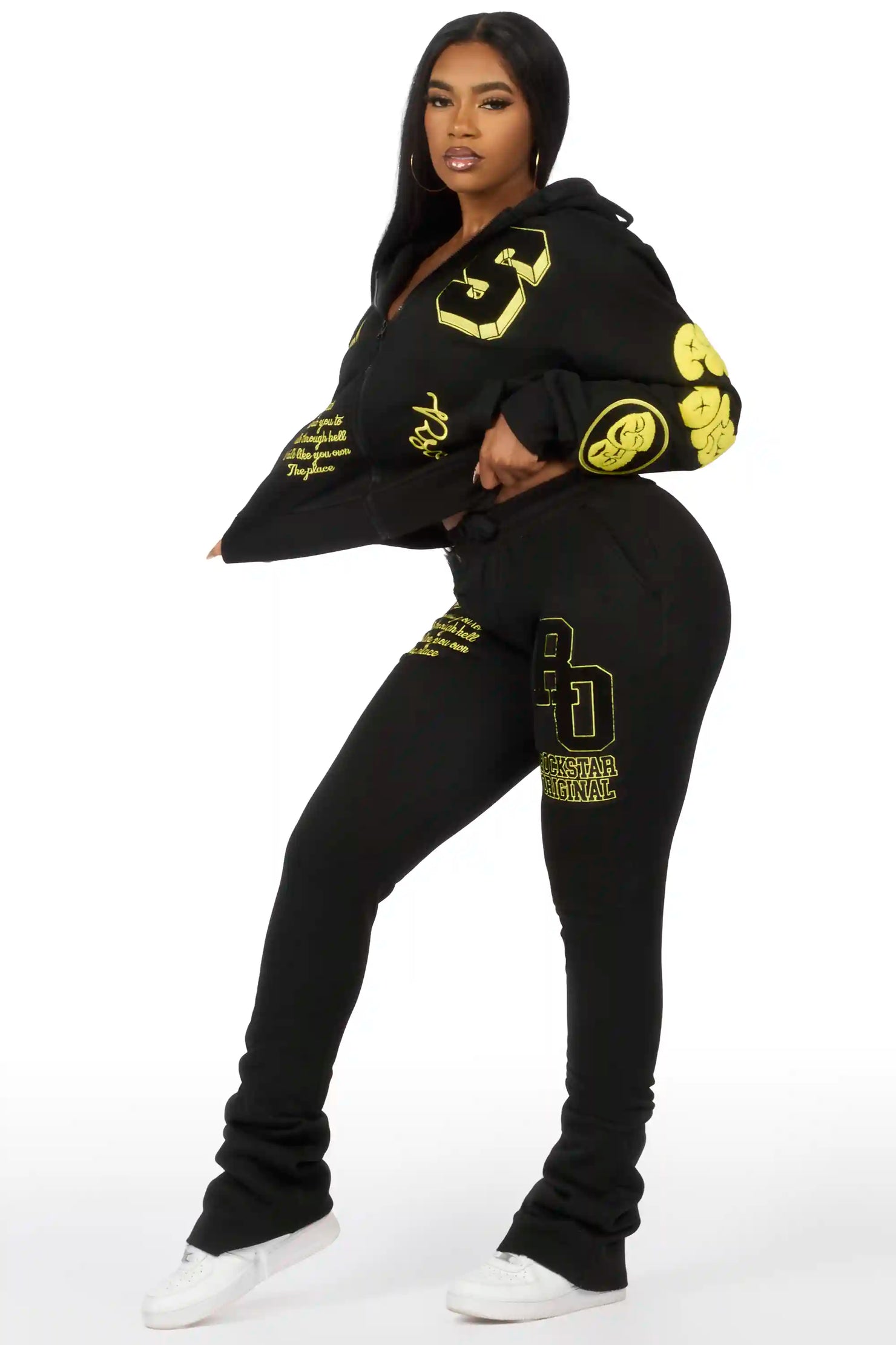 Leslee Black/Yellow Super Stacked Track Set