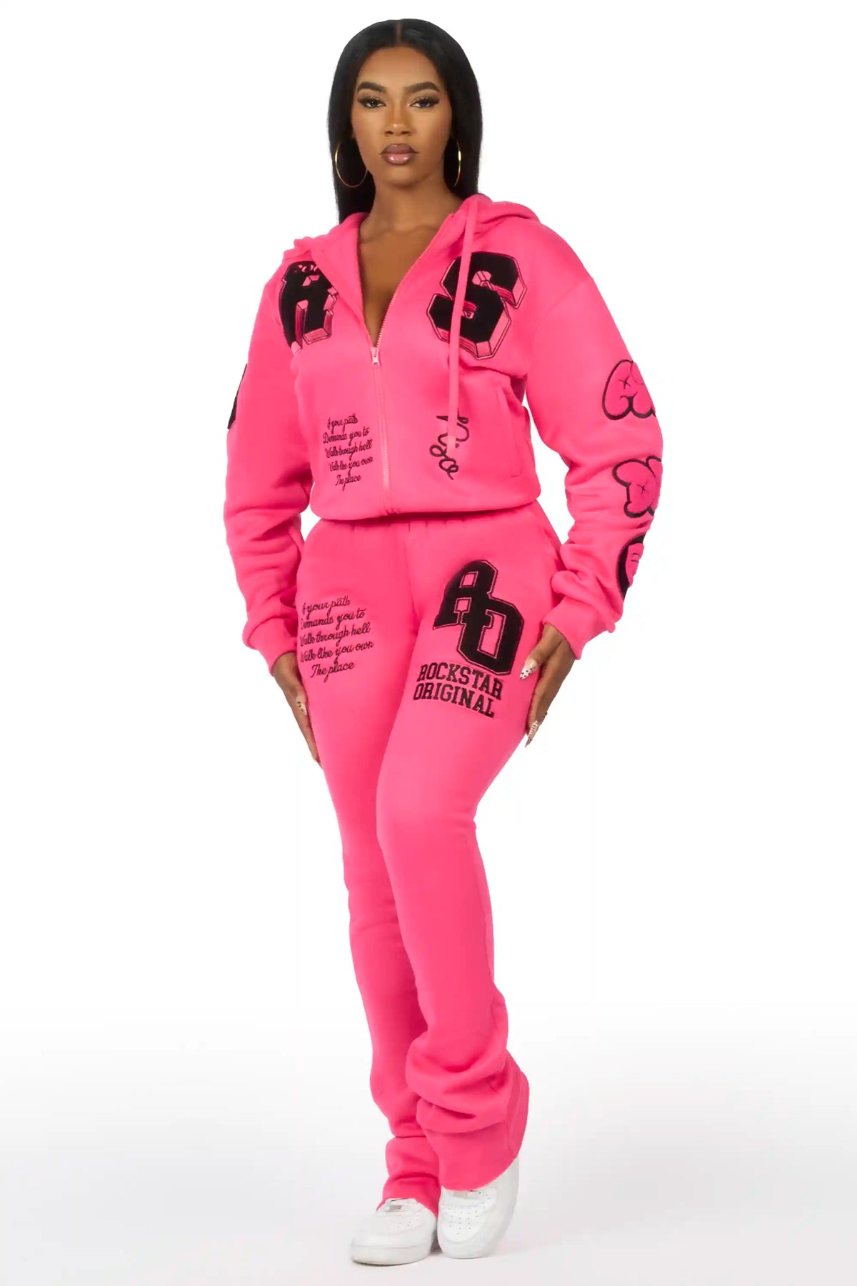Leslee Pink/Black Super Stacked Track Set
