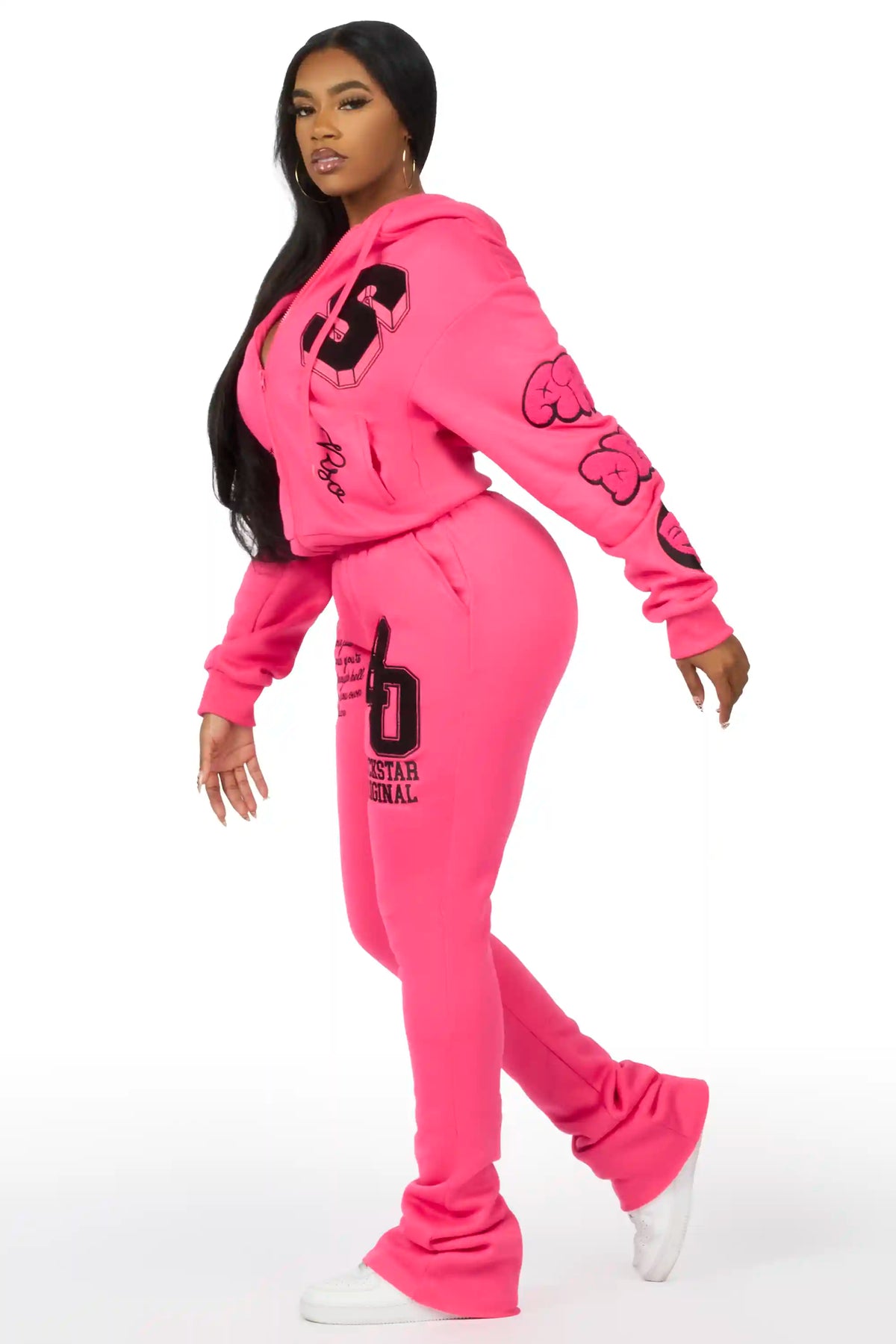 Leslee Pink/Black Super Stacked Track Set