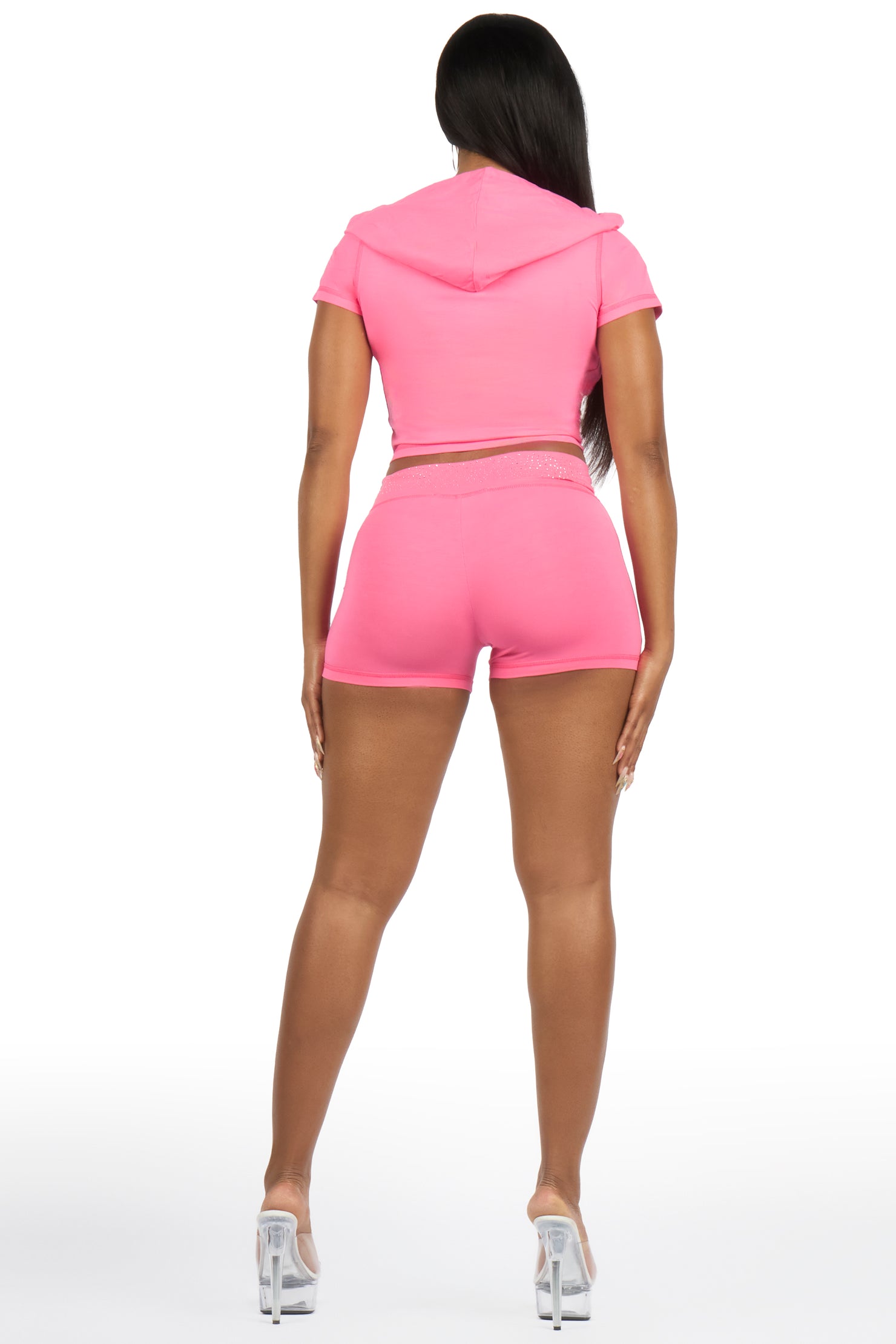 Jontella Pink Rhinestone Short Set