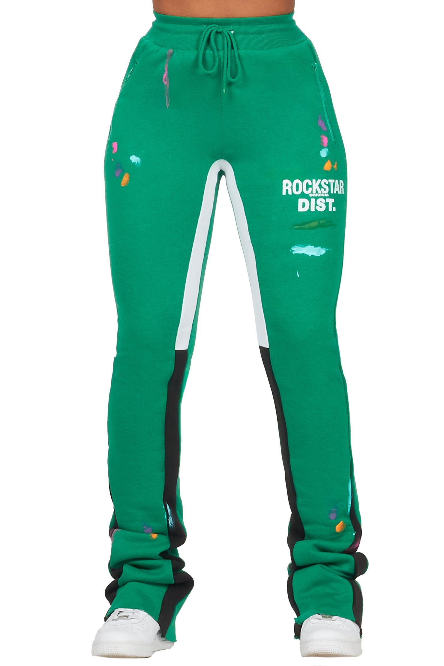 Karenthia Green Stacked Track Pant