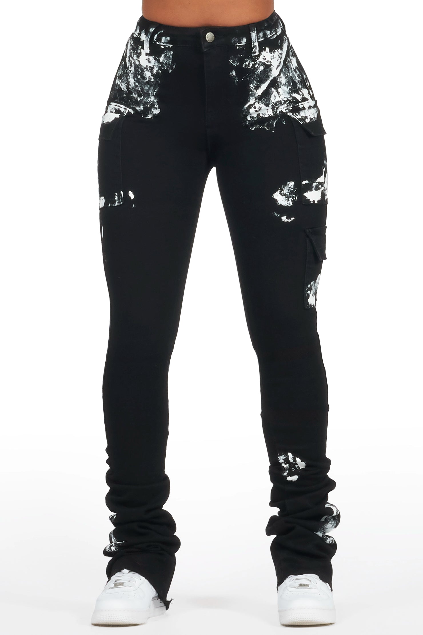 Shannona Black Painted Super Stacked Jean