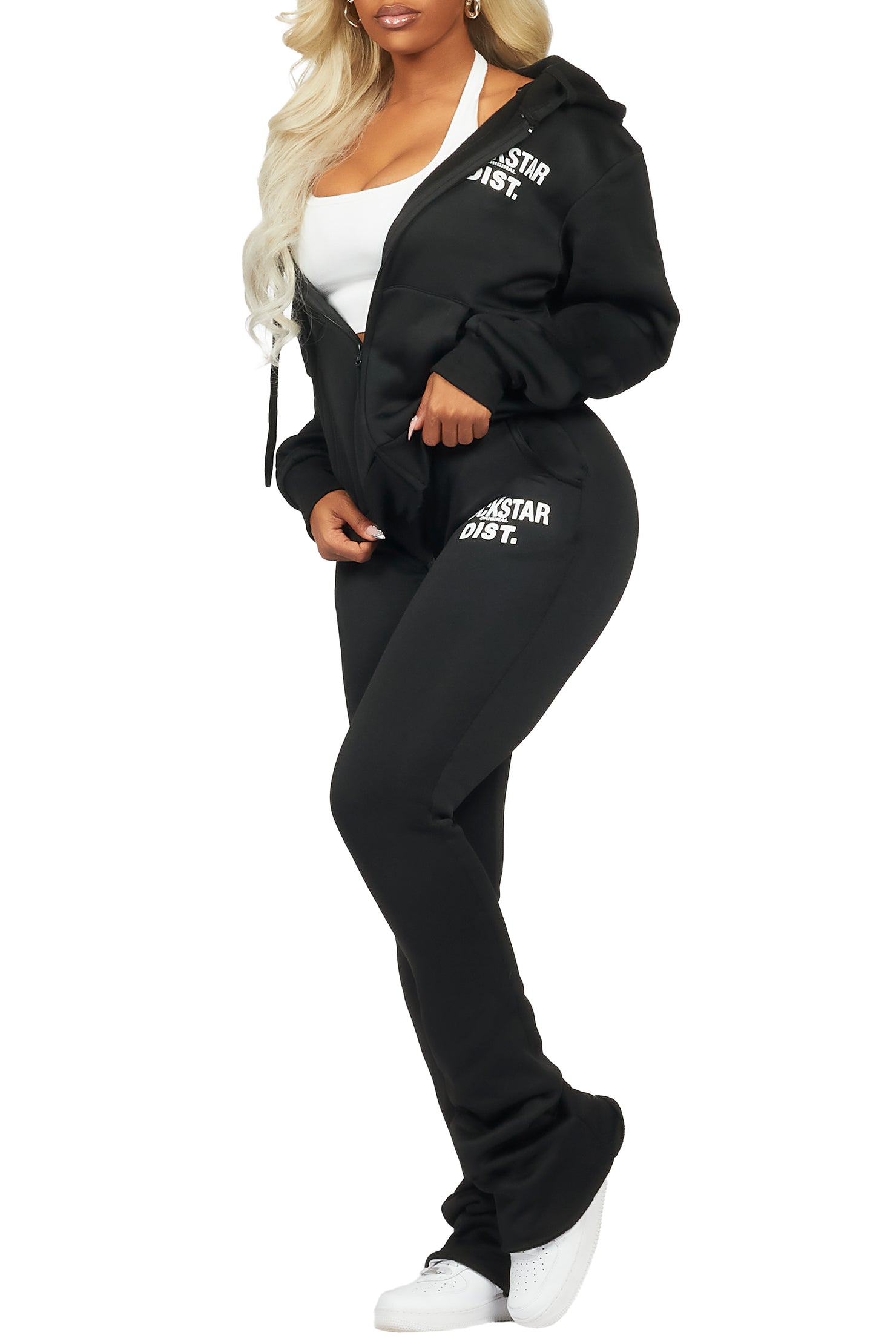 Kija Black Zip Up Super Stacked Trackset
