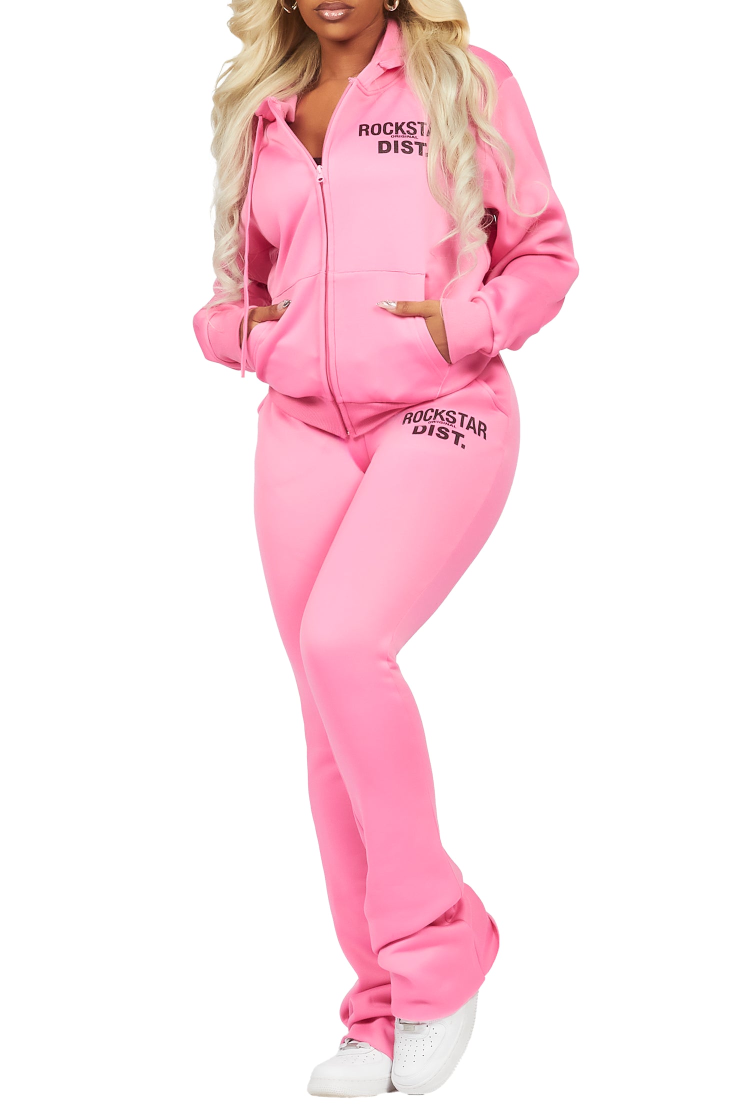 Kija Pink/Black Zip Up Super Stacked Trackset