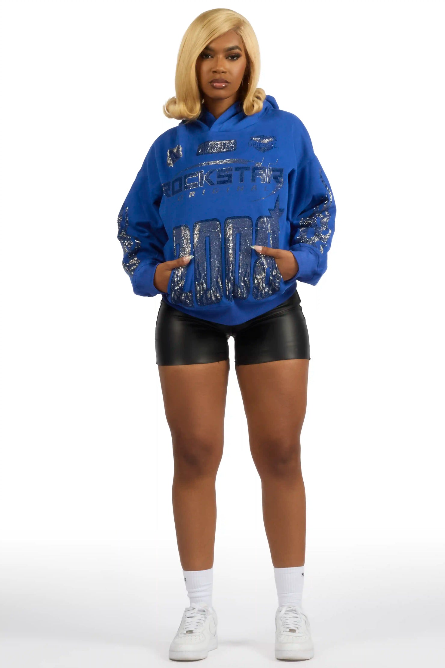 Esha Royal Blue Rhinestone Hoodie