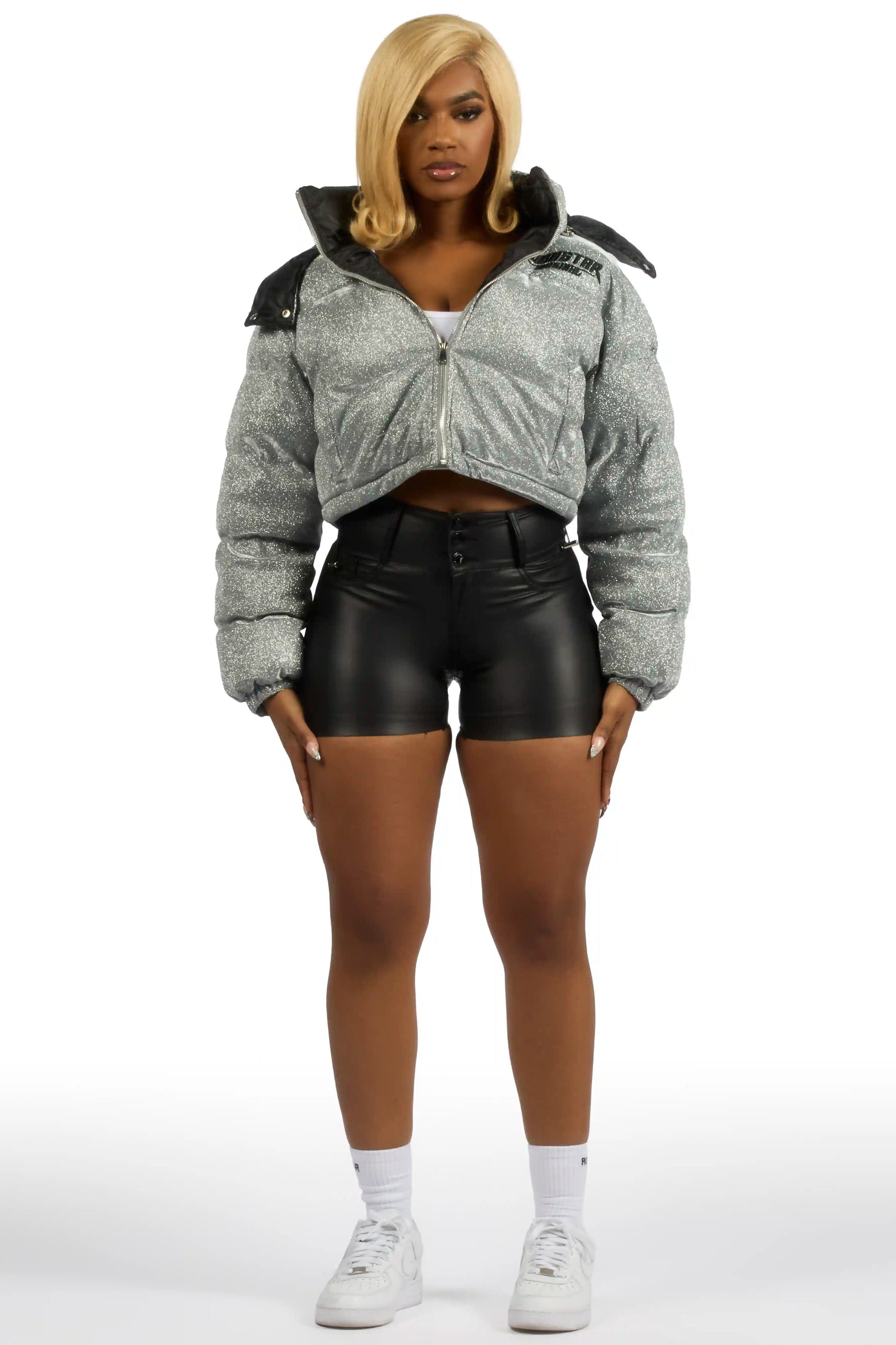 Meranda Silver Glitter Puffer Jacket