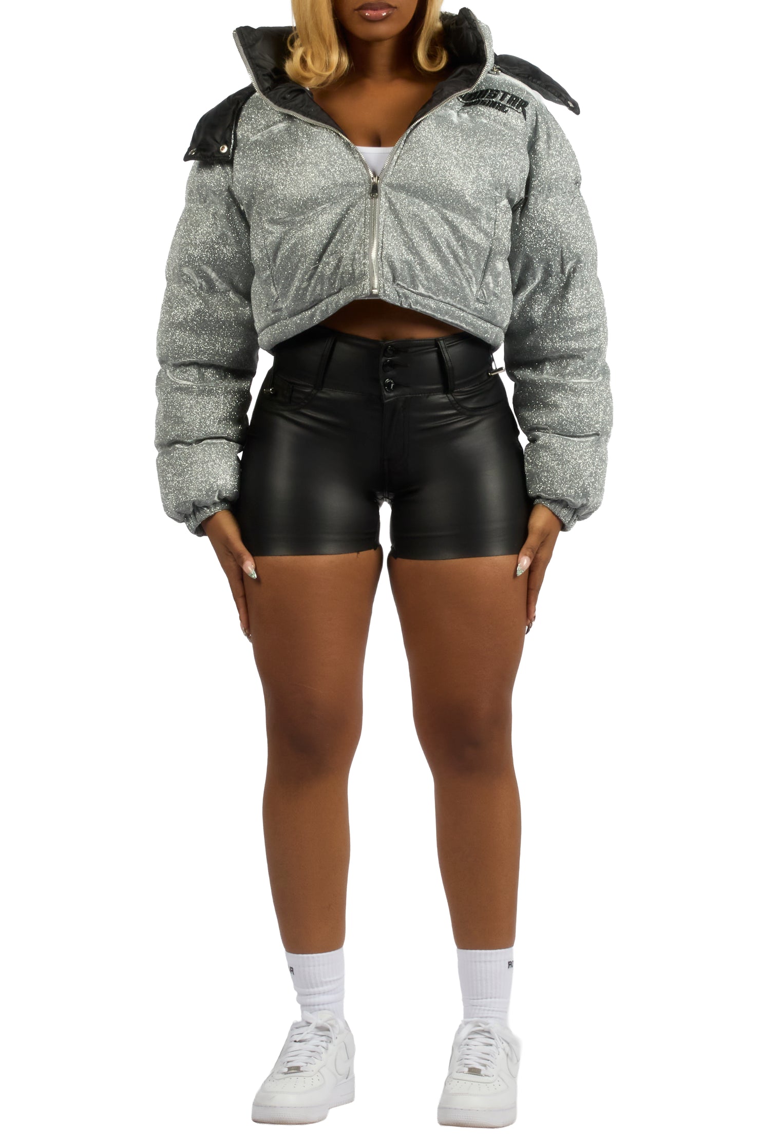 Meranda Silver Glitter Puffer Jacket