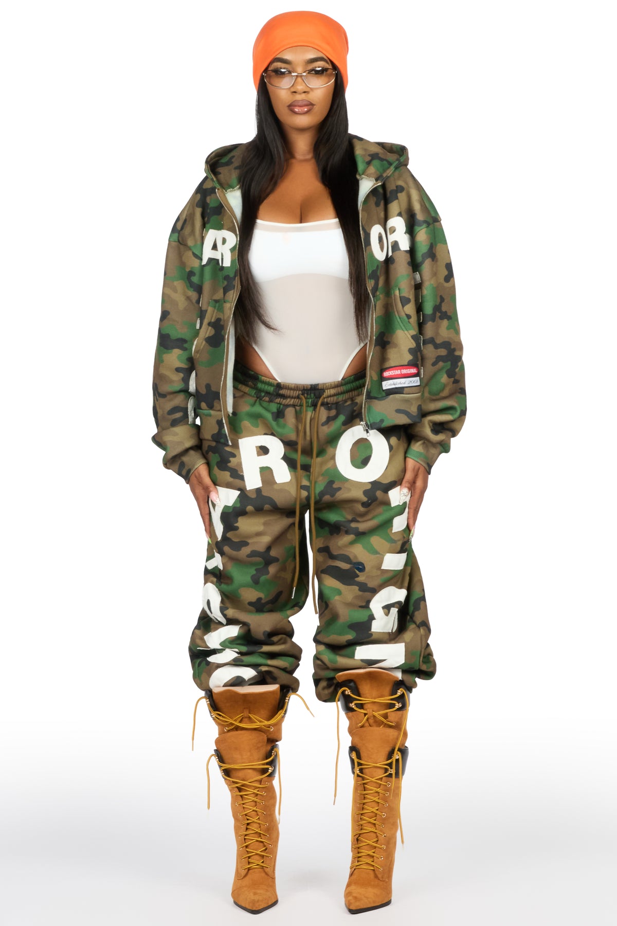Raynecia Camo Zip Up Baggy Fit Track Set