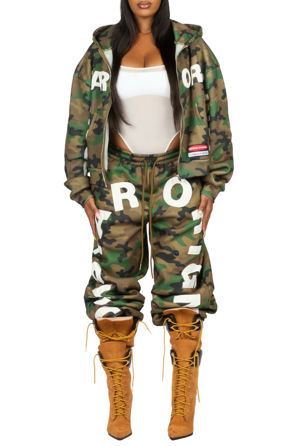 Raynecia Camo Zip Up Baggy Fit Track Set