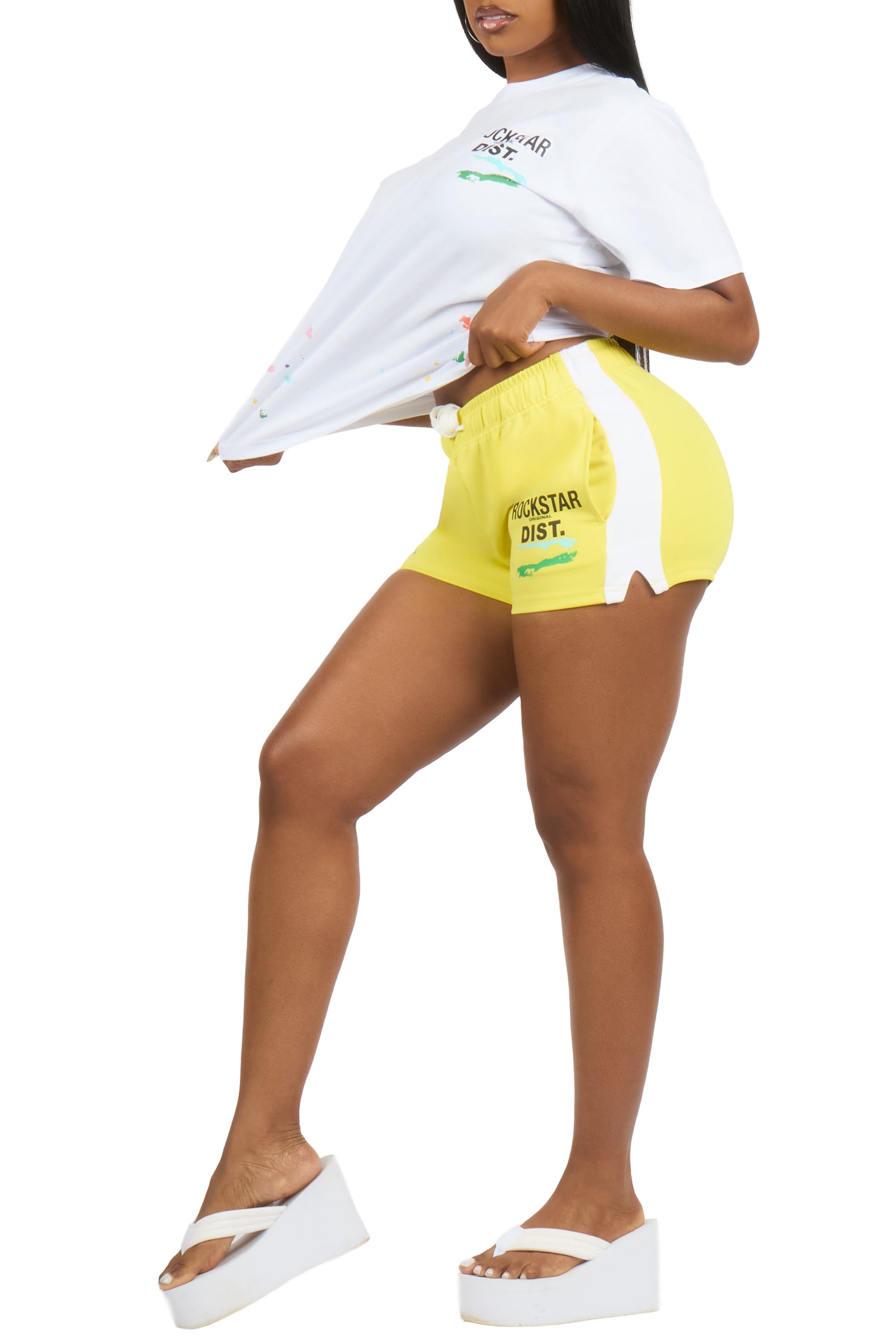 Shawntel White/Yellow T-Shirt Short Set