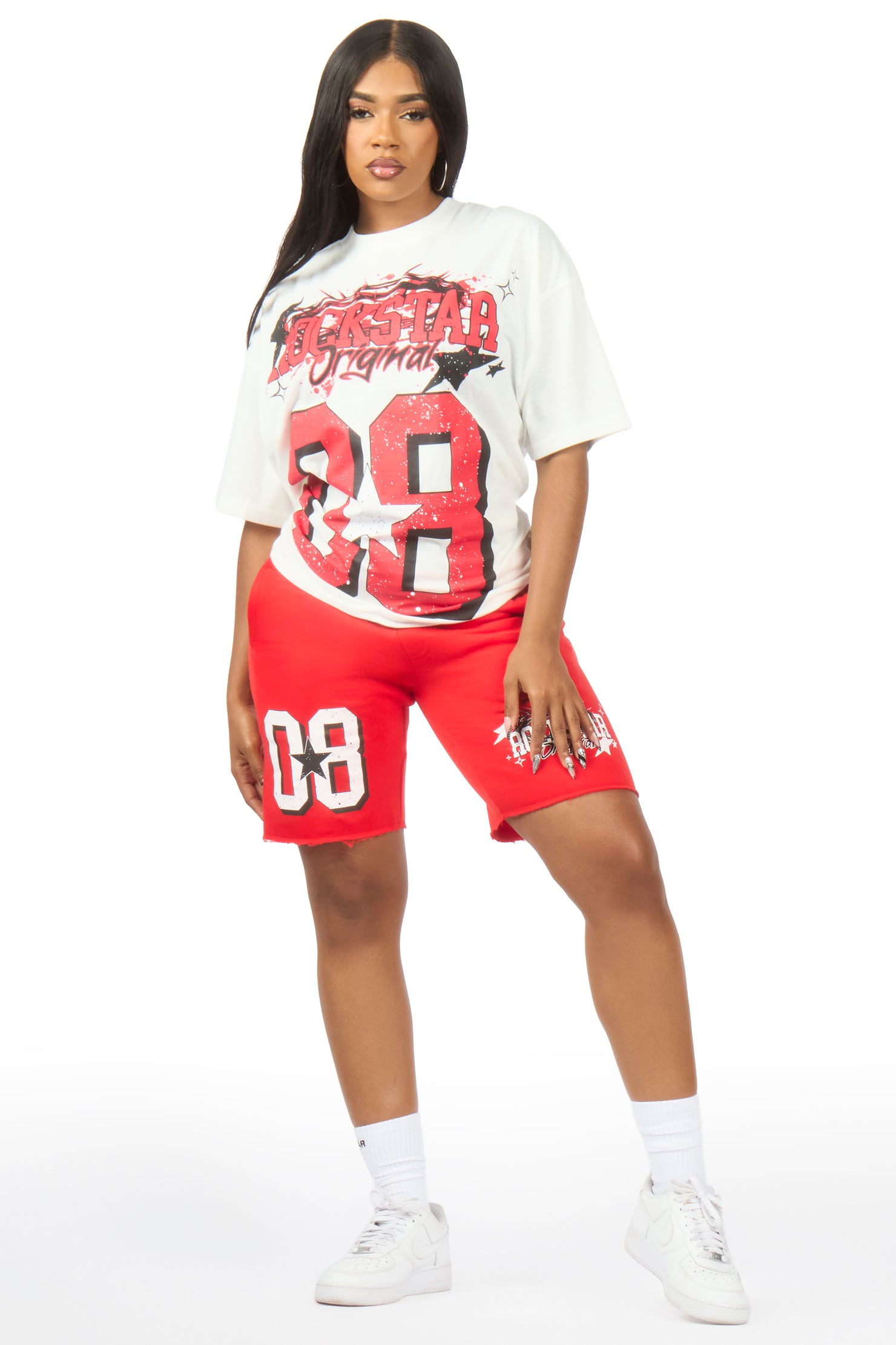 Carolina White/Red T-Shirt Short Set