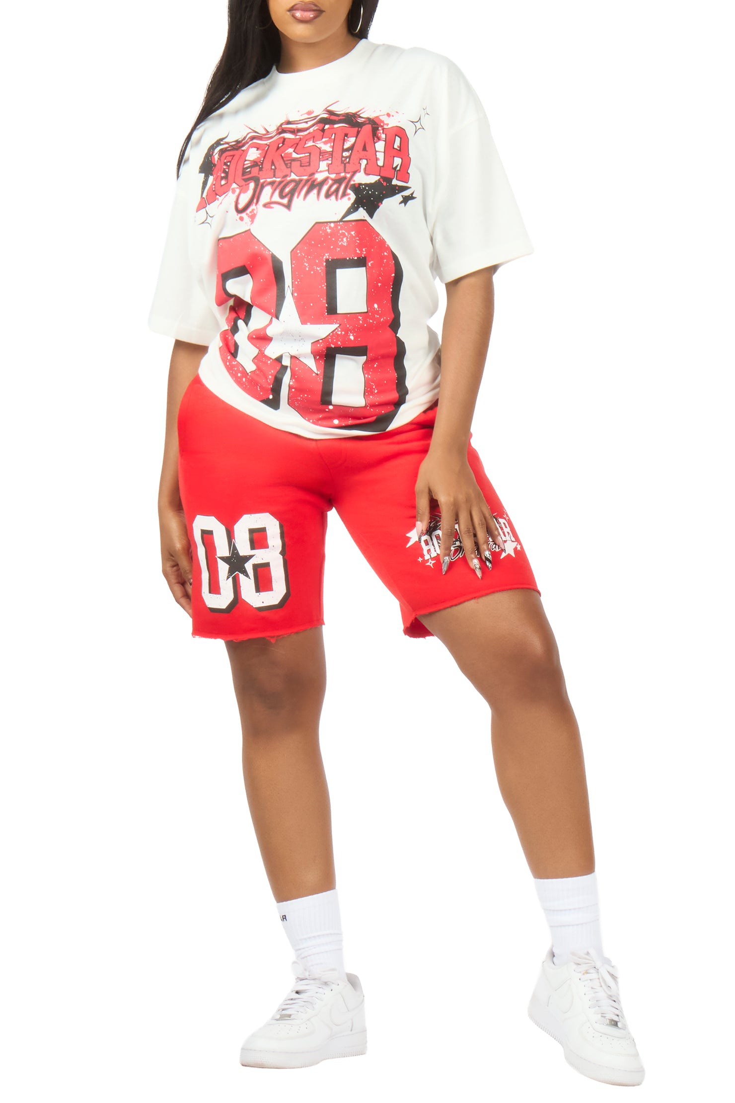 Carolina White/Red T-Shirt Short Set