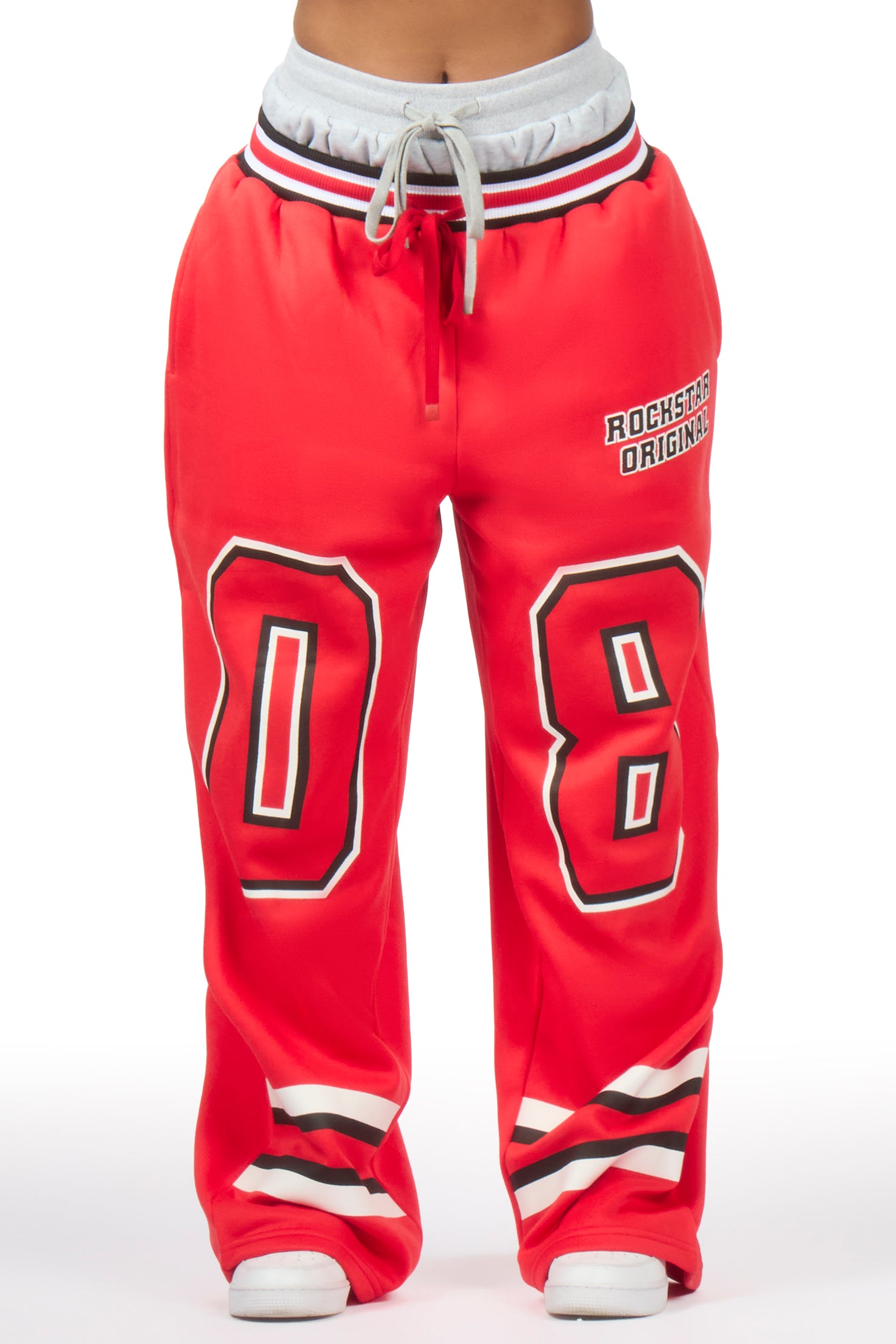 Lenayh Red Baggy Track Pant