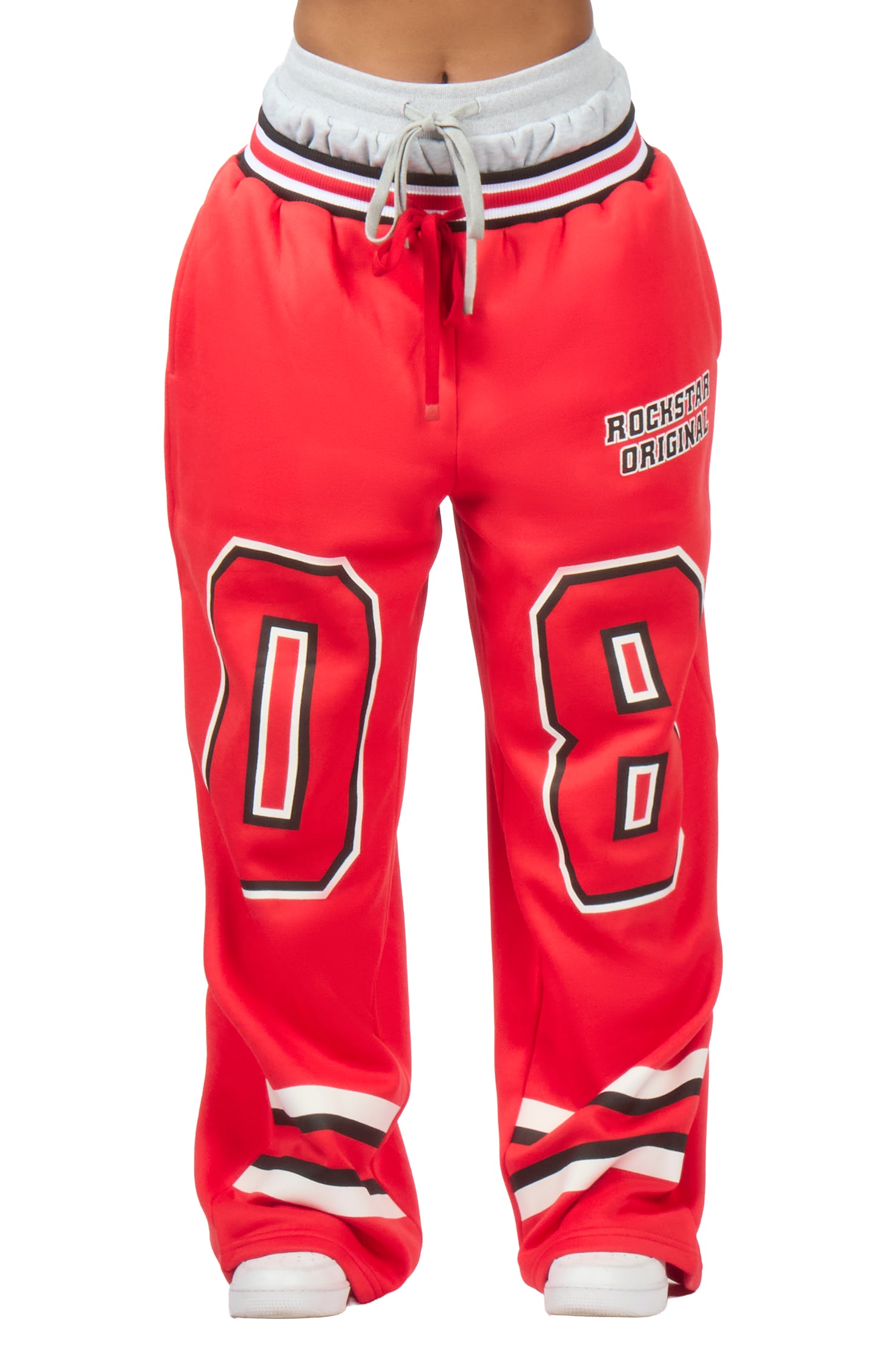 Lenayh Red Baggy Track Pant