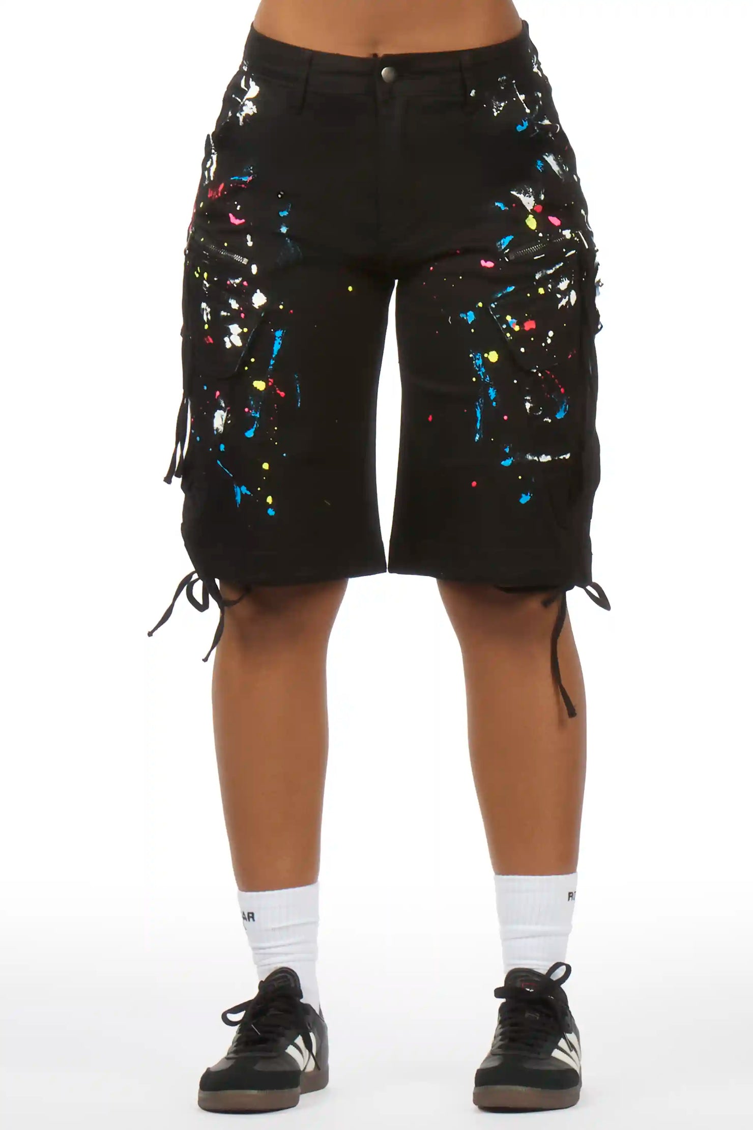 Shavelle Black Painted Denim Jort