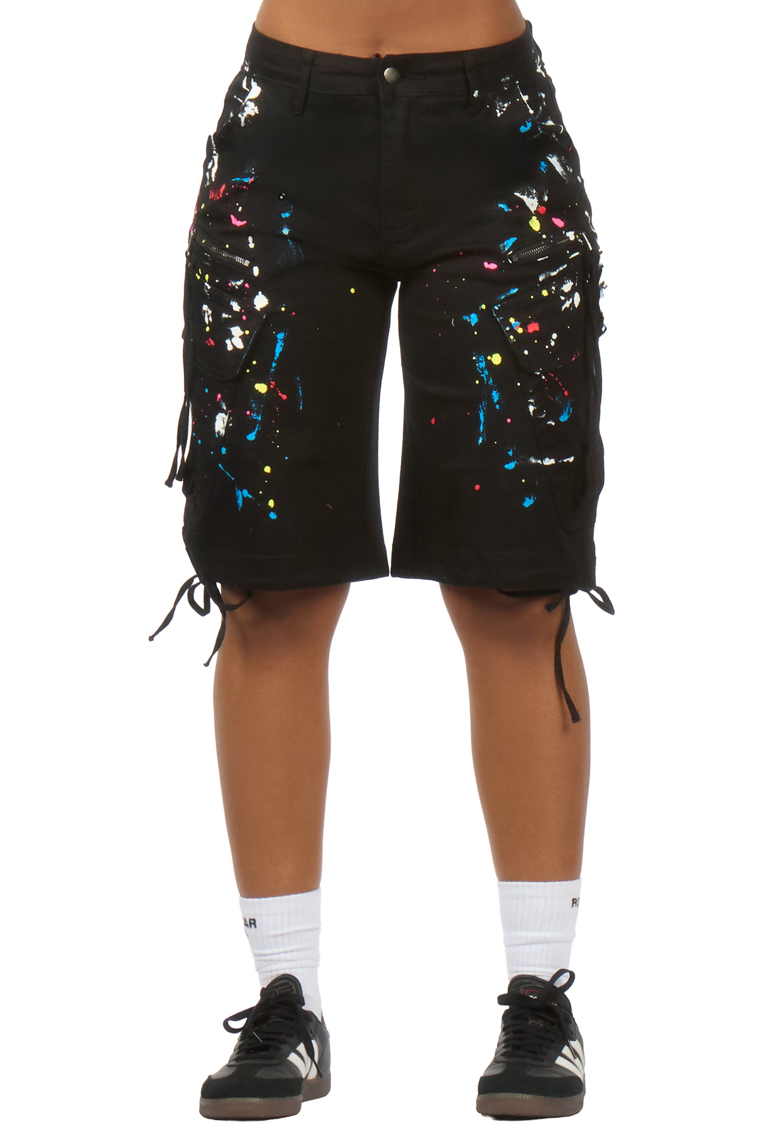 Shavelle Black Painted Denim Jort
