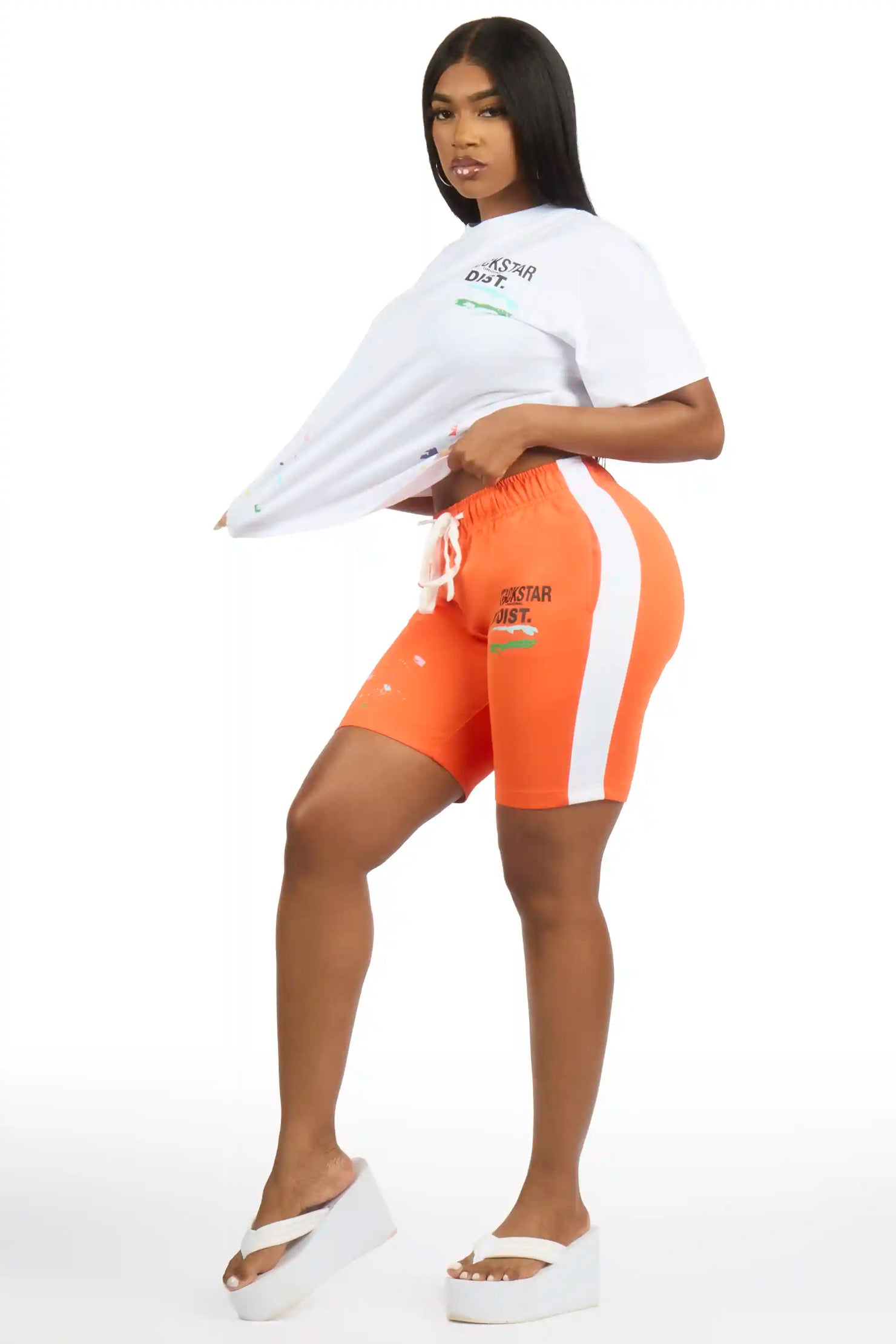 Deshauna White/Orange Short Set