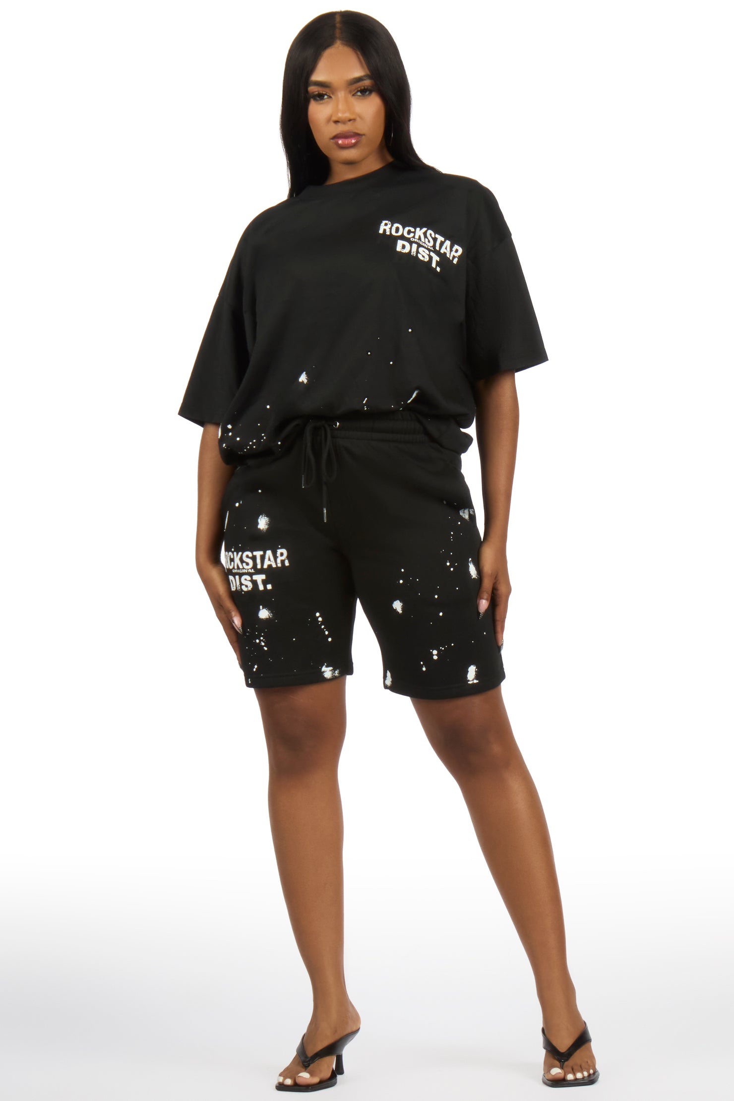 Lezaria Black T-Shirt Short Set
