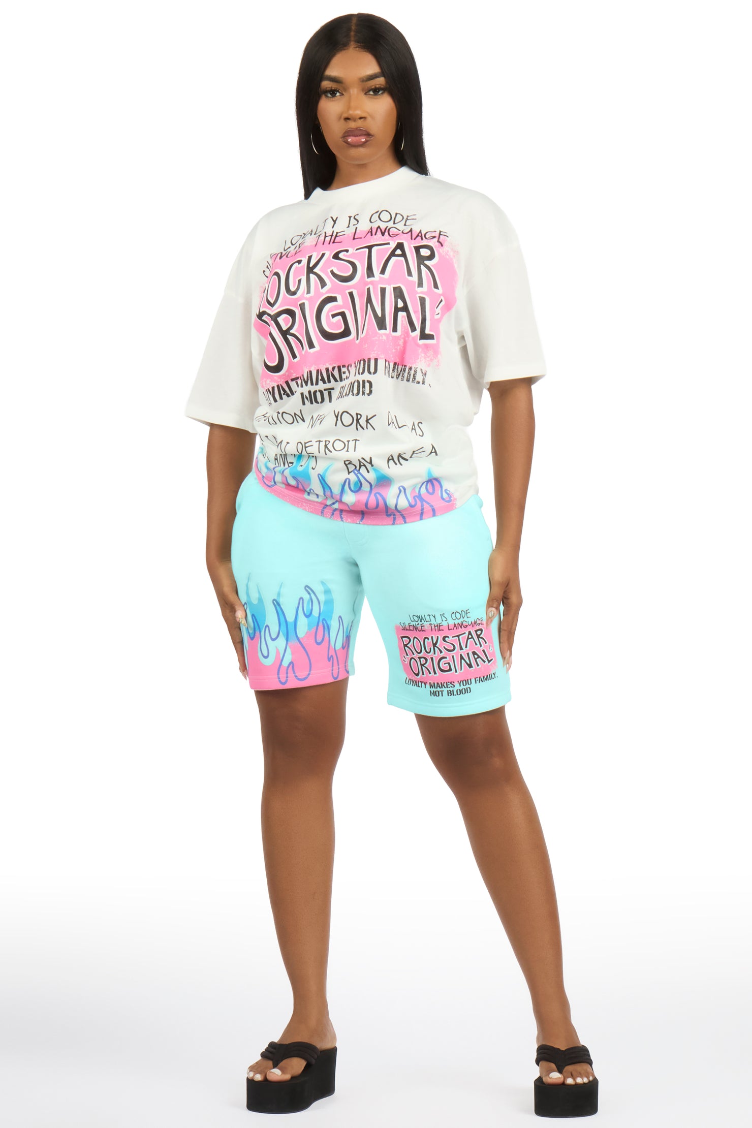 Bridgette White/Mint T-Shirt Short Set