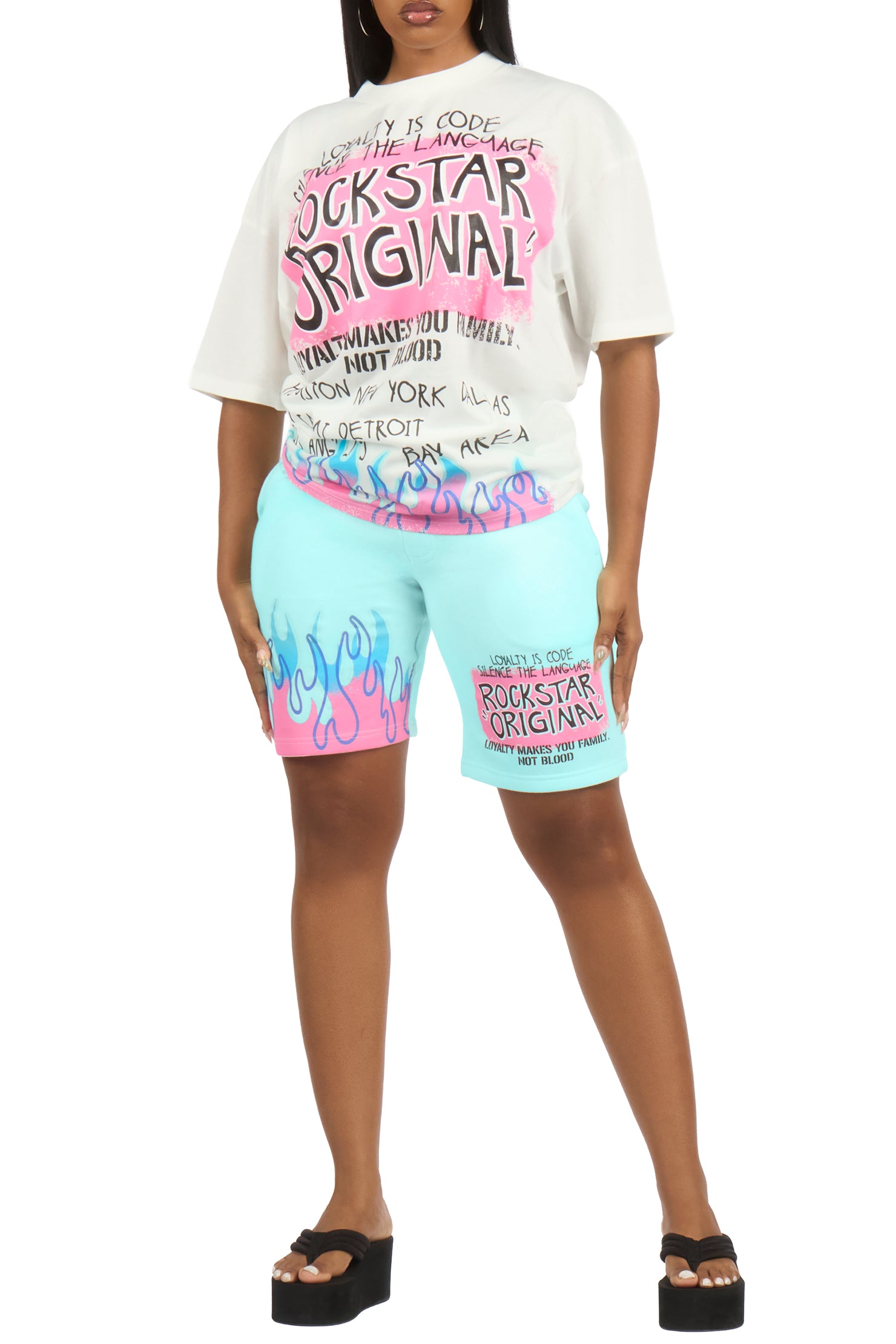 Bridgette White/Mint T-Shirt Short Set