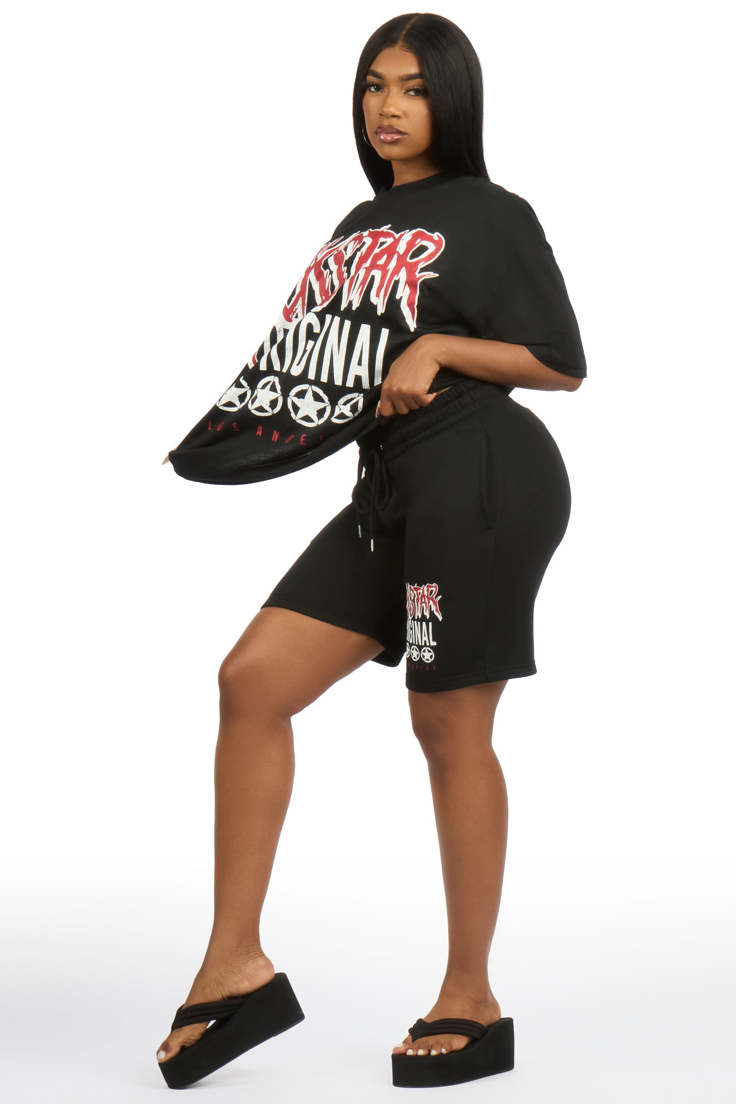 Diandra Black T-Shirt Short Set
