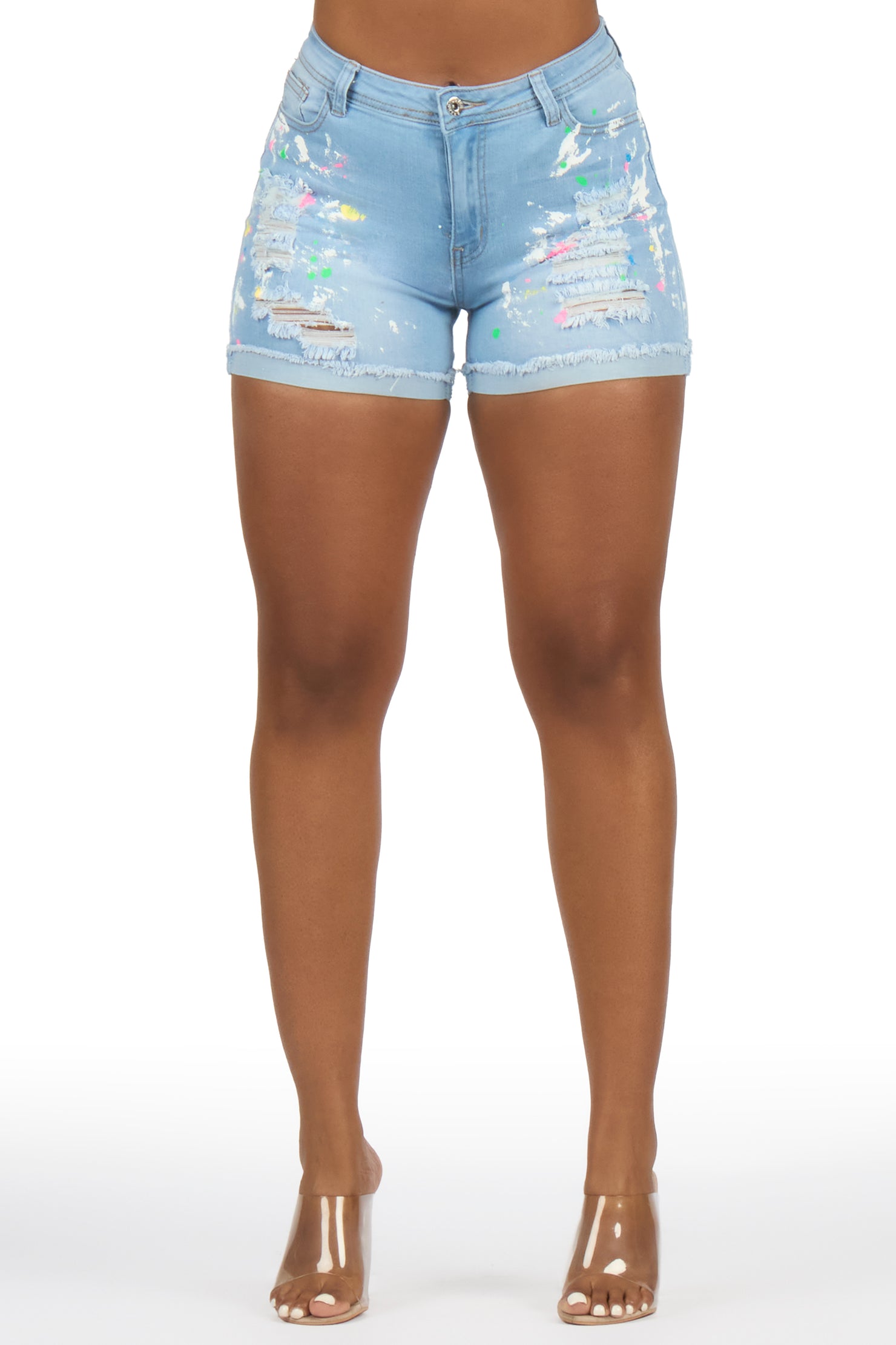 Iasis Light Wash Painted Denim Short