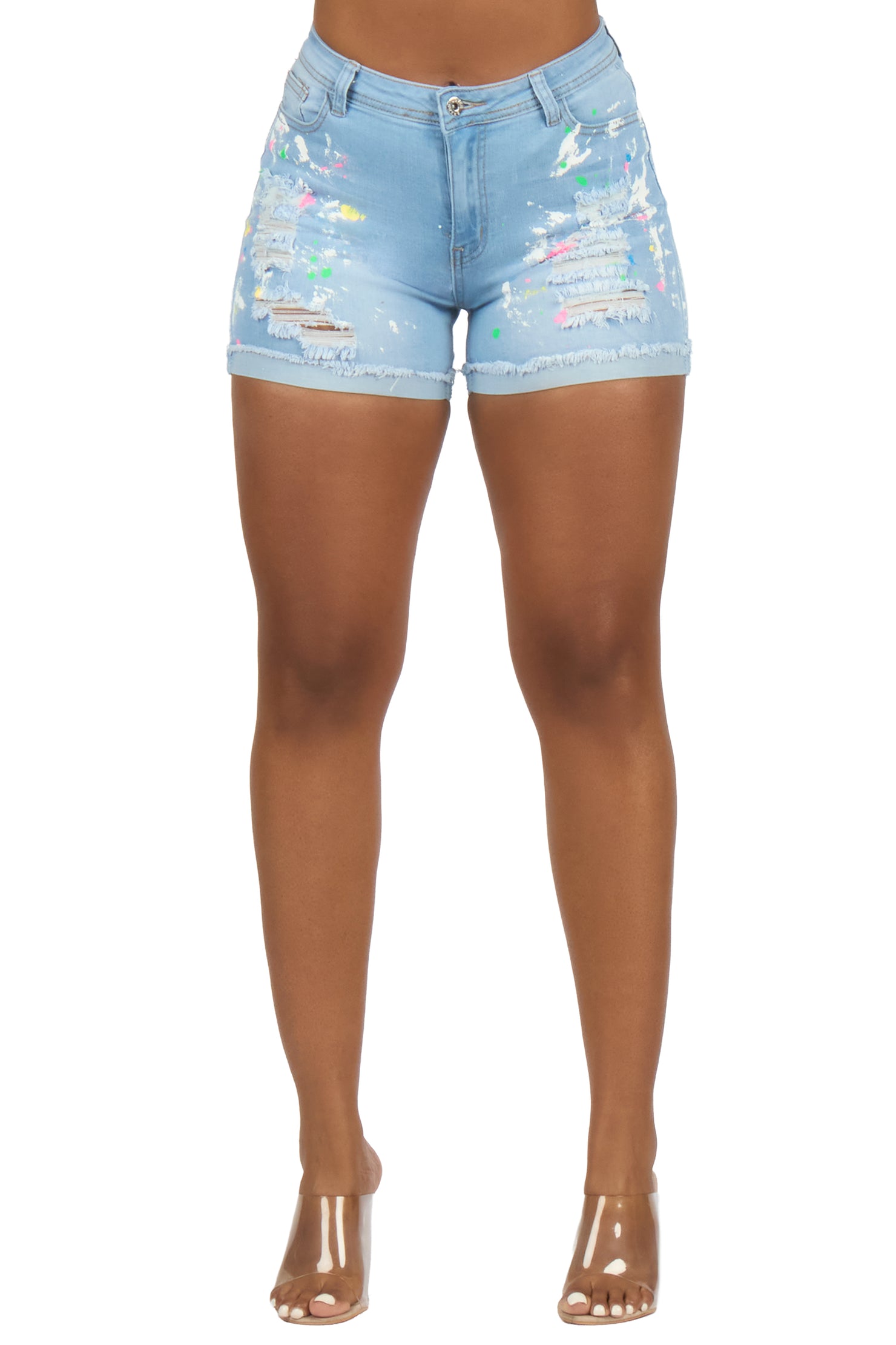 Iasis Light Wash Painted Denim Short