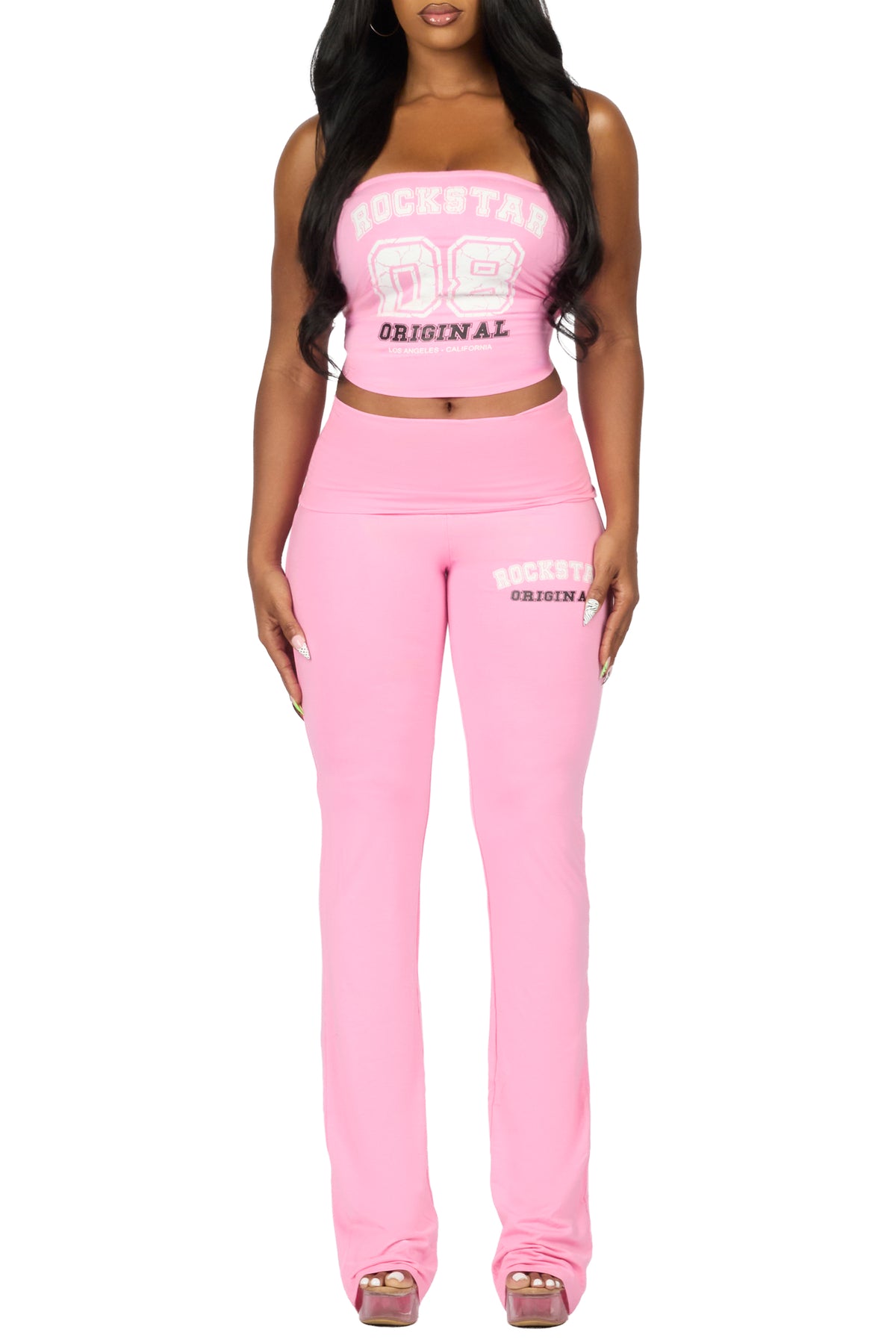 Lareshe Pink Tube Foldover Pant Set