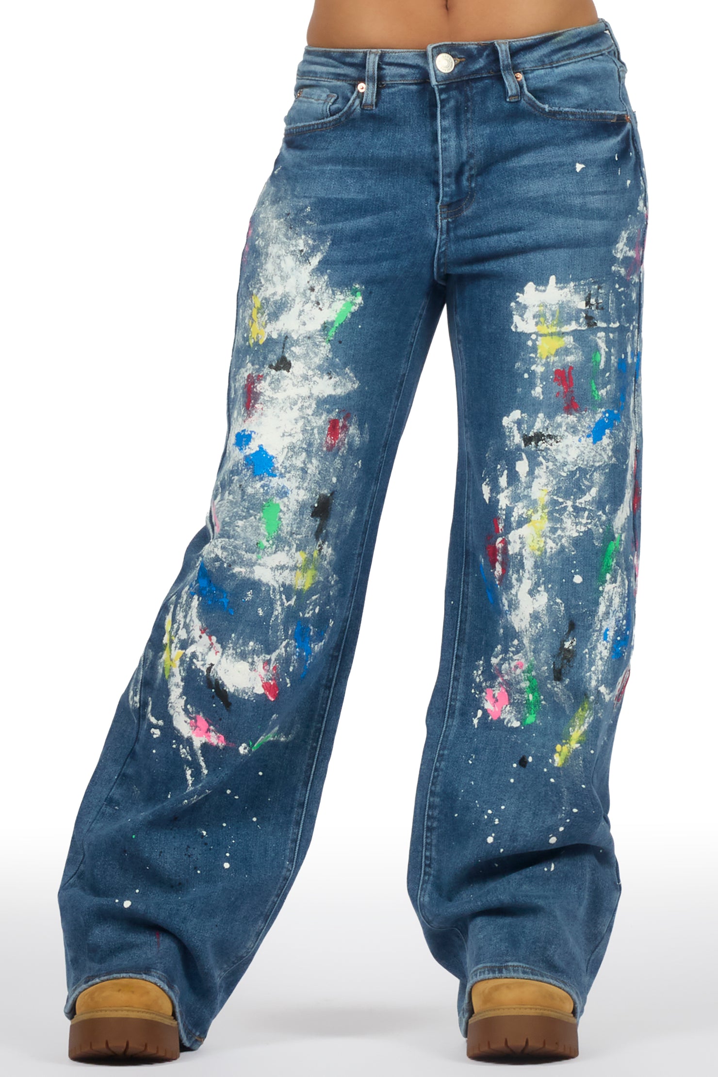 Demetria Med. Wash Painted Baggy Jean