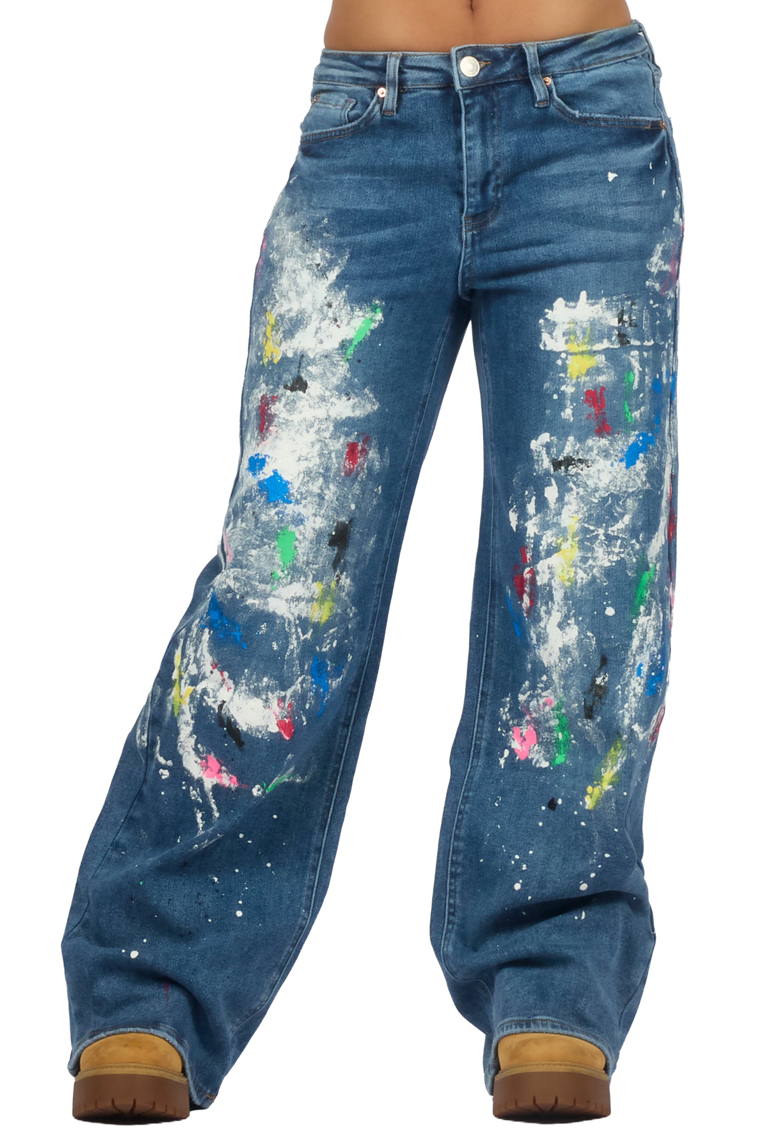 Demetria Med. Wash Painted Baggy Jean