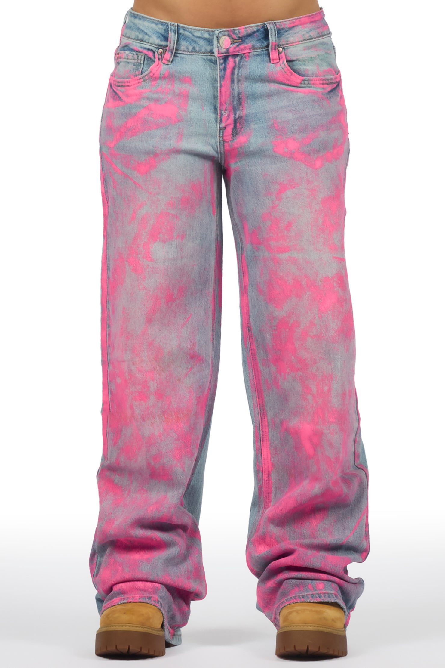 Tiona Med. Wash Painted Baggy Jean