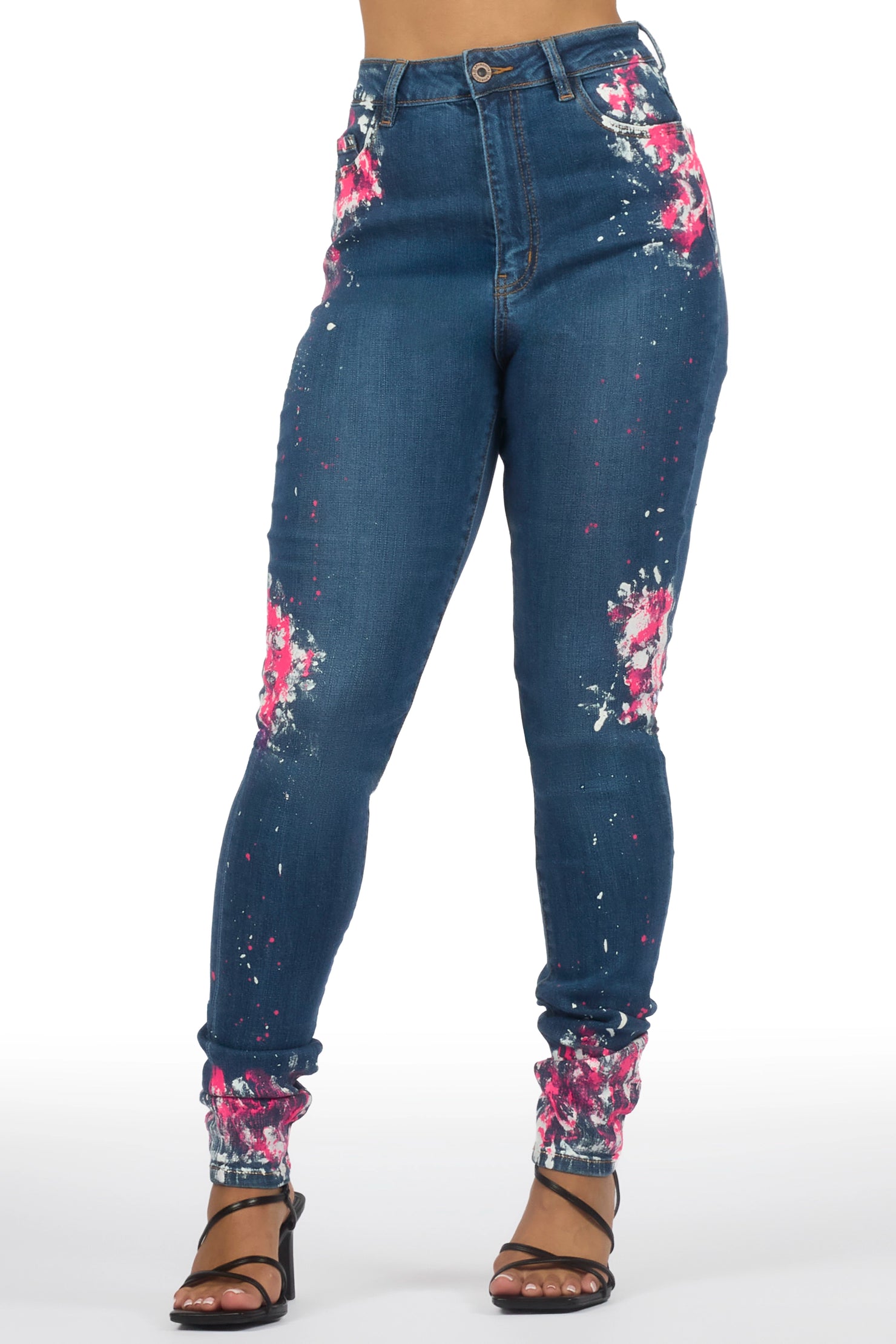 Karina Dark Wash Painted Skinny Jean