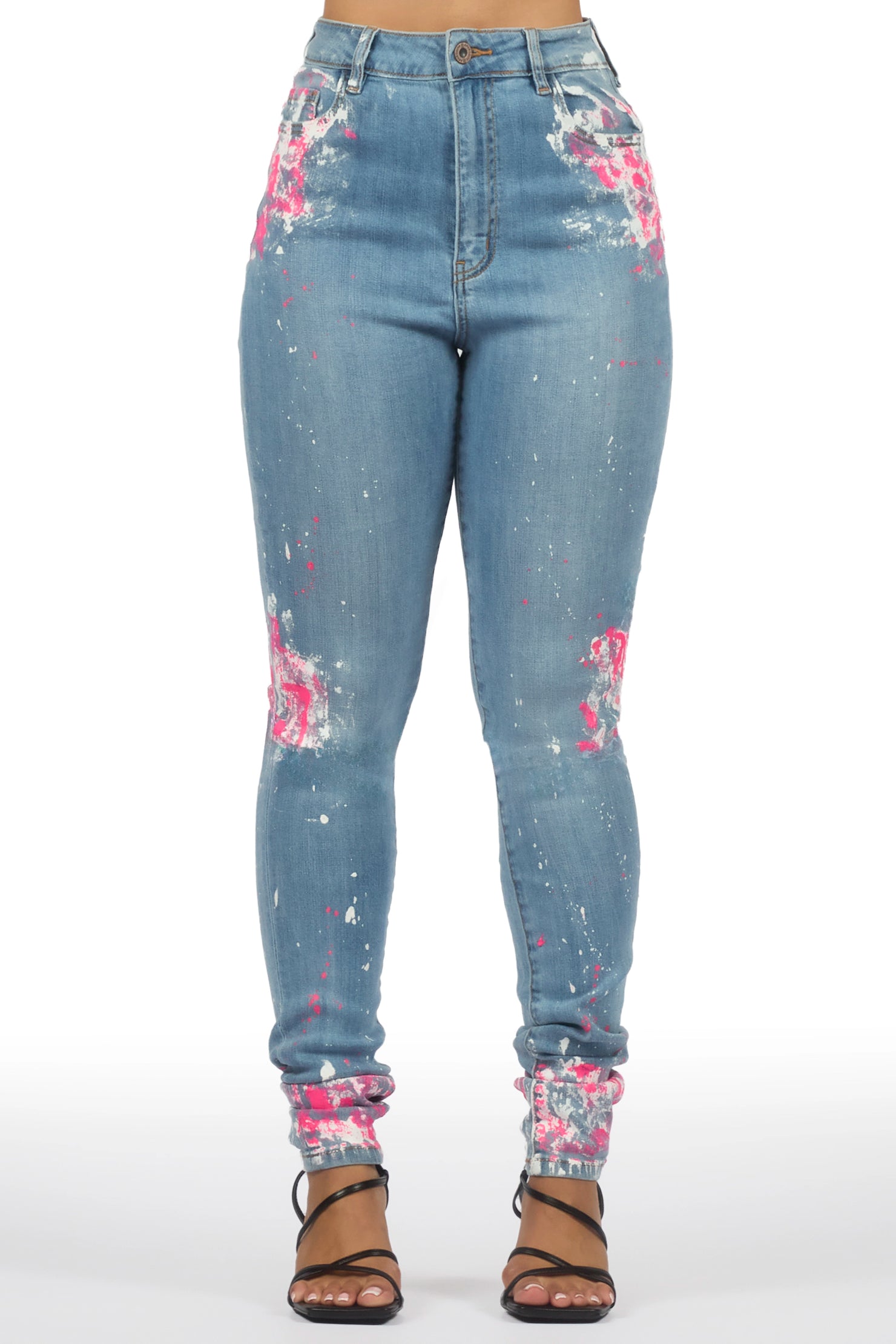 Karina Light Wash Painted Skinny Jean