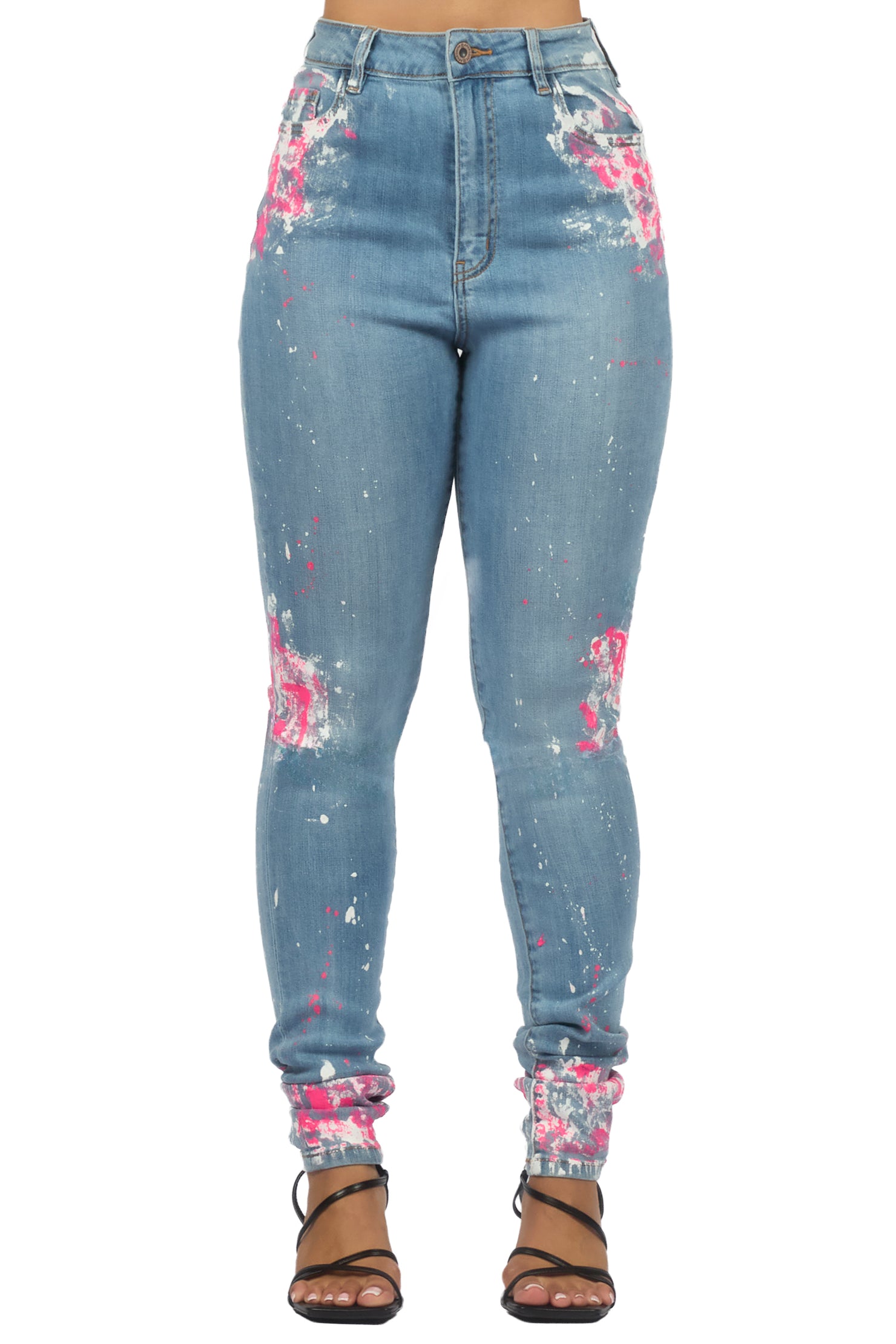 Karina Light Wash Painted Skinny Jean