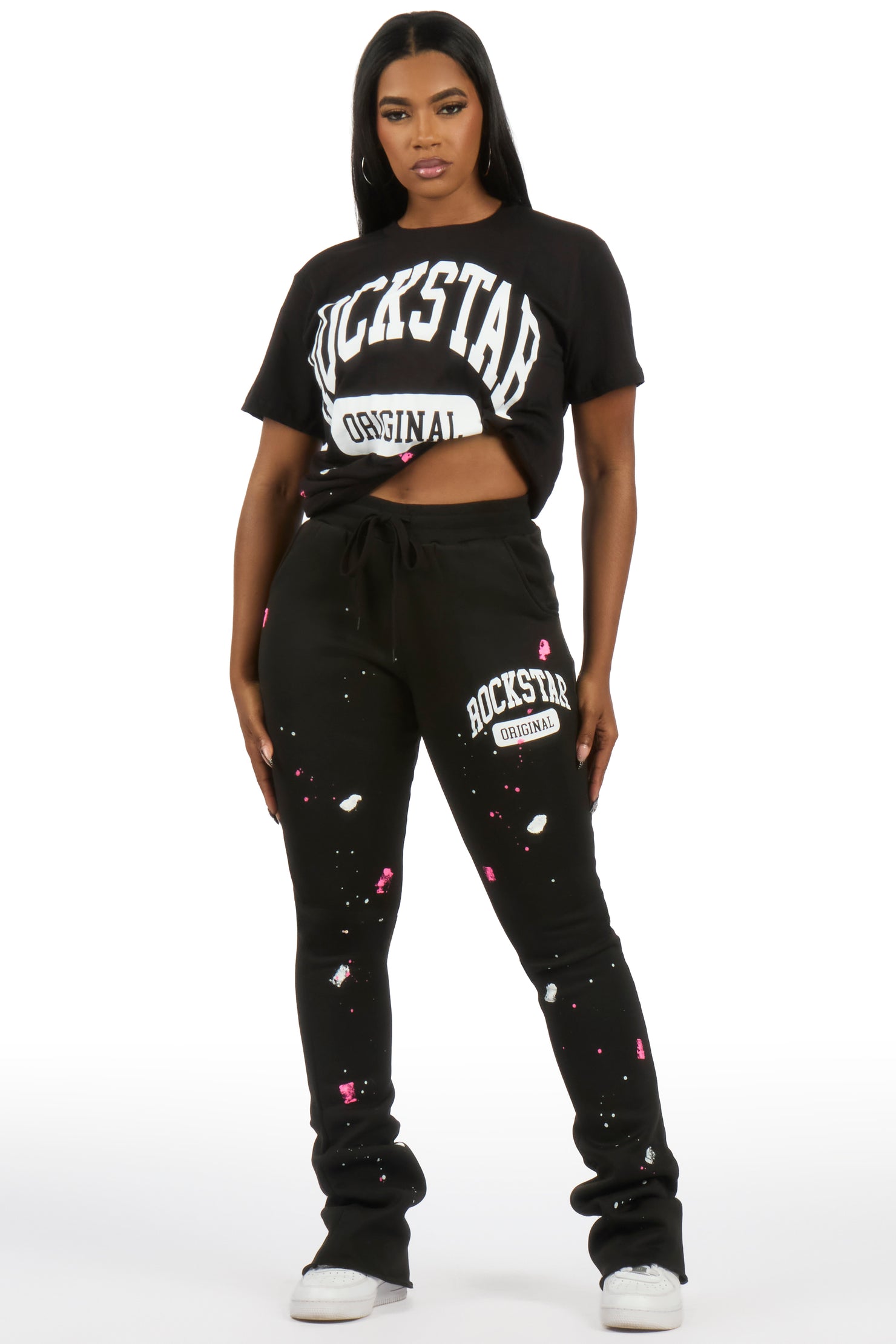 Yasmine Black T-Shirt Trackset
