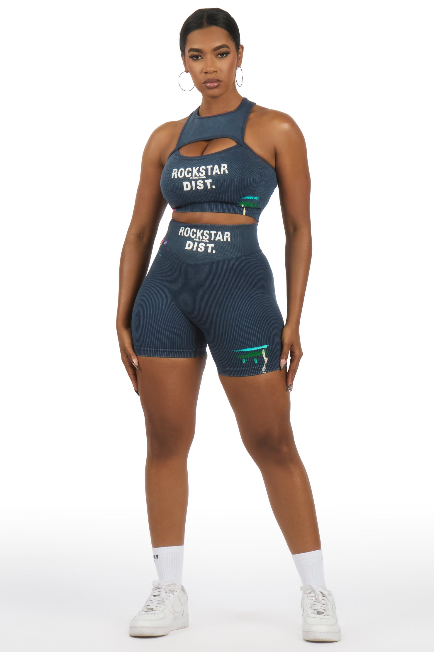 Nekoya Navy Painted Active Bike Short Set