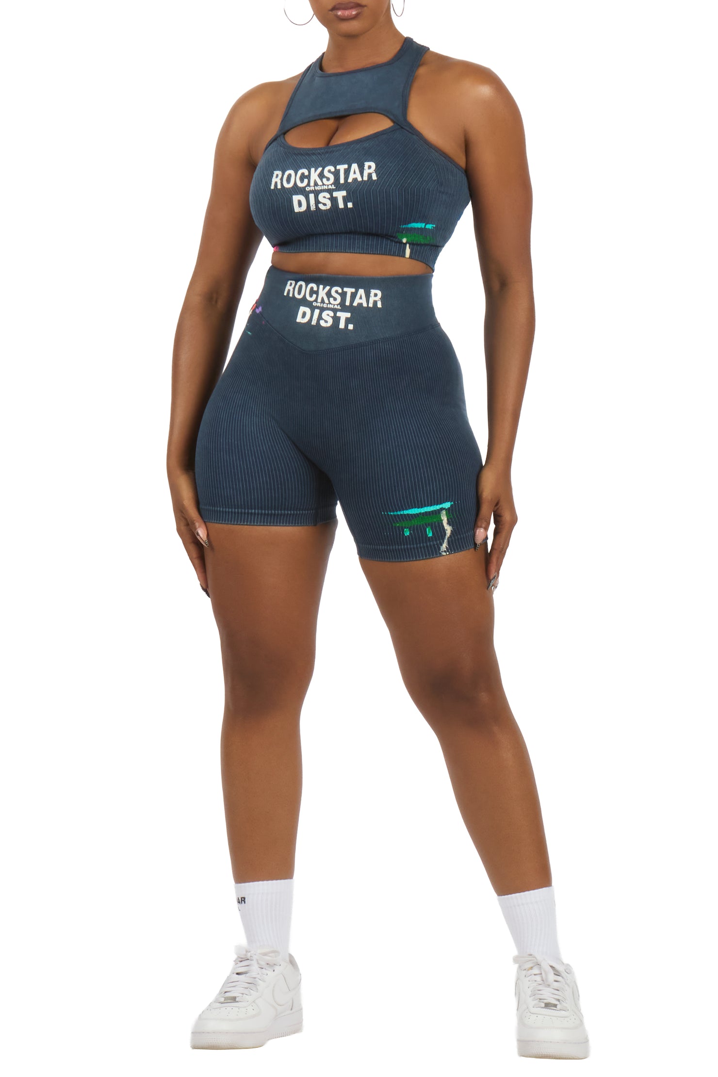 Nekoya Navy Painted Active Bike Short Set