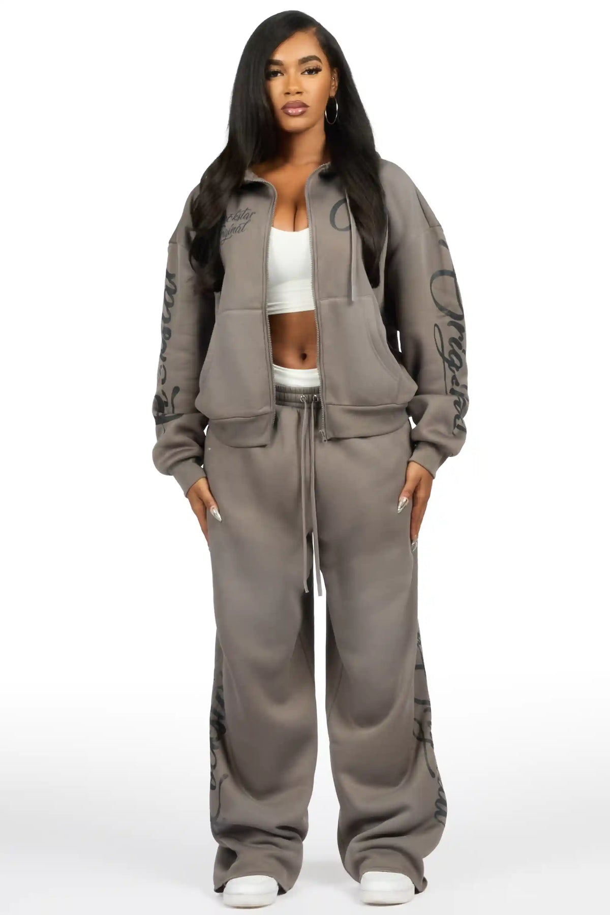 Nakesha 3.0 Grey Zip Up Baggy Track Set