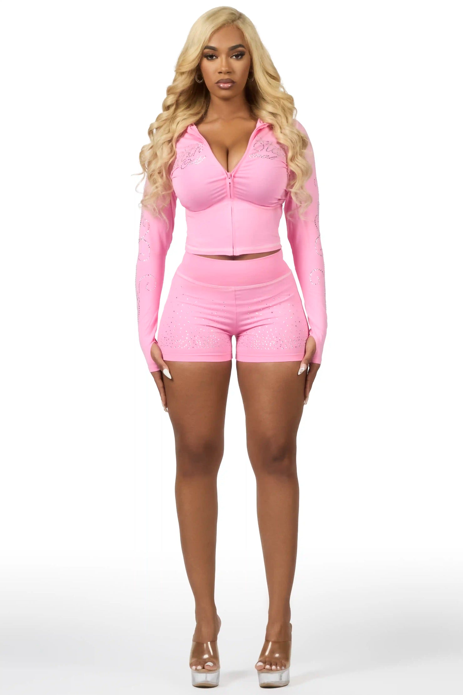 Joella Pink Rhinestone Short Set