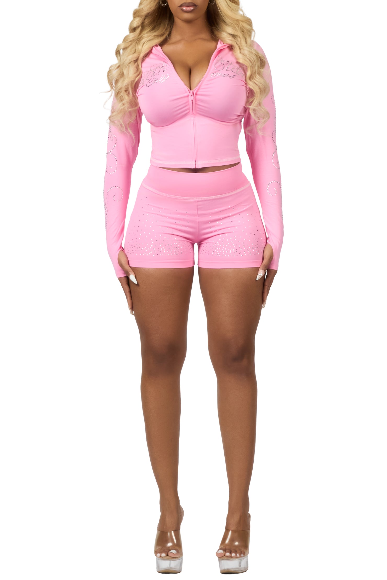 Joella Pink Rhinestone Short Set