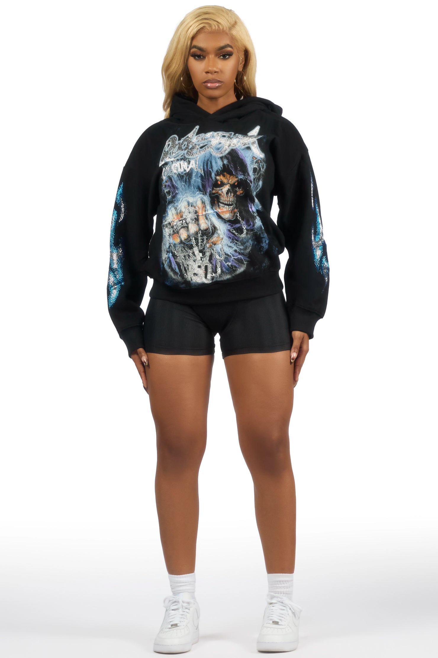 Shaquala Black Rhinestone Hoodie