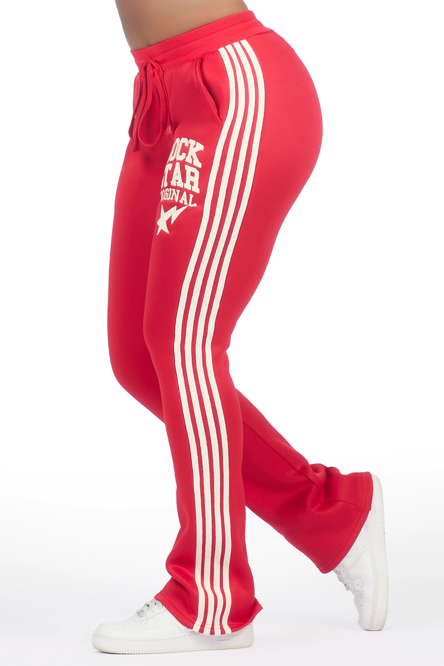 Briana Red Stacked Track Pant