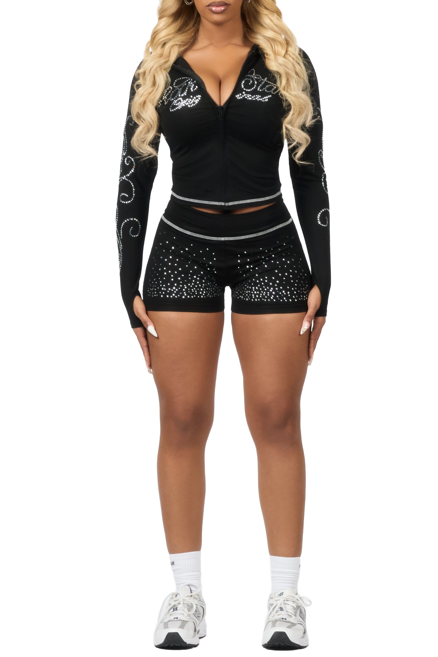 Joella Black Rhinestone Short Set