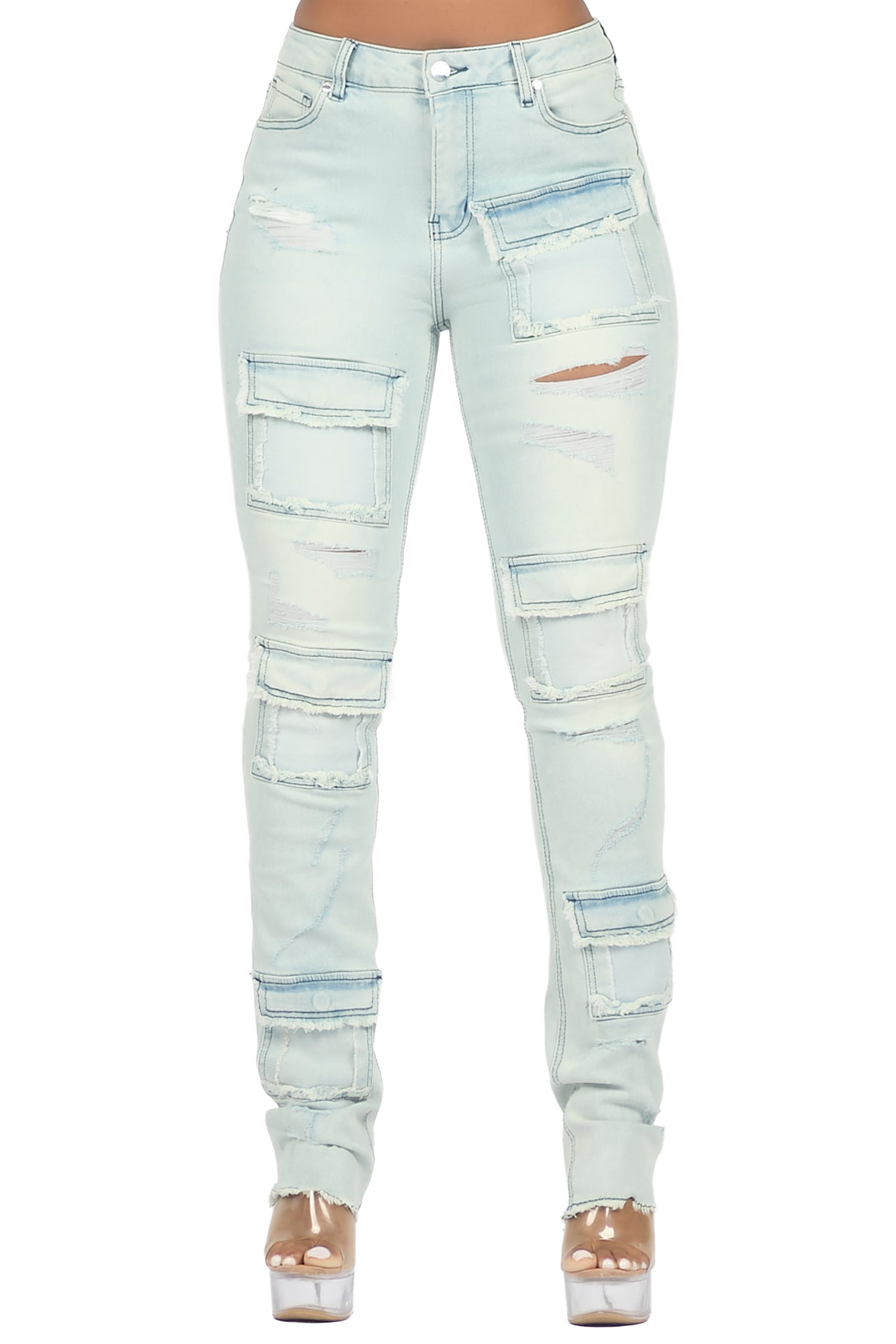 Kritisha Light Wash Cargo Skinny Jean
