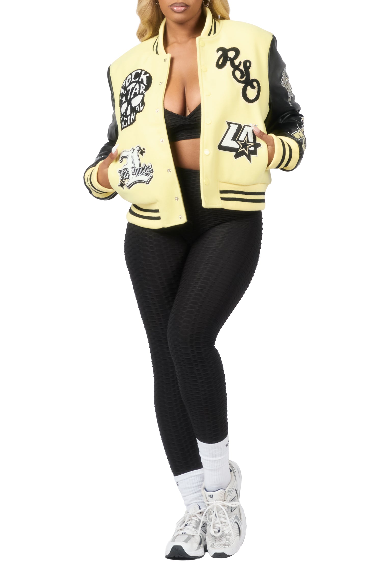 Jermika Black/Yellow Oversized Varsity Jacket