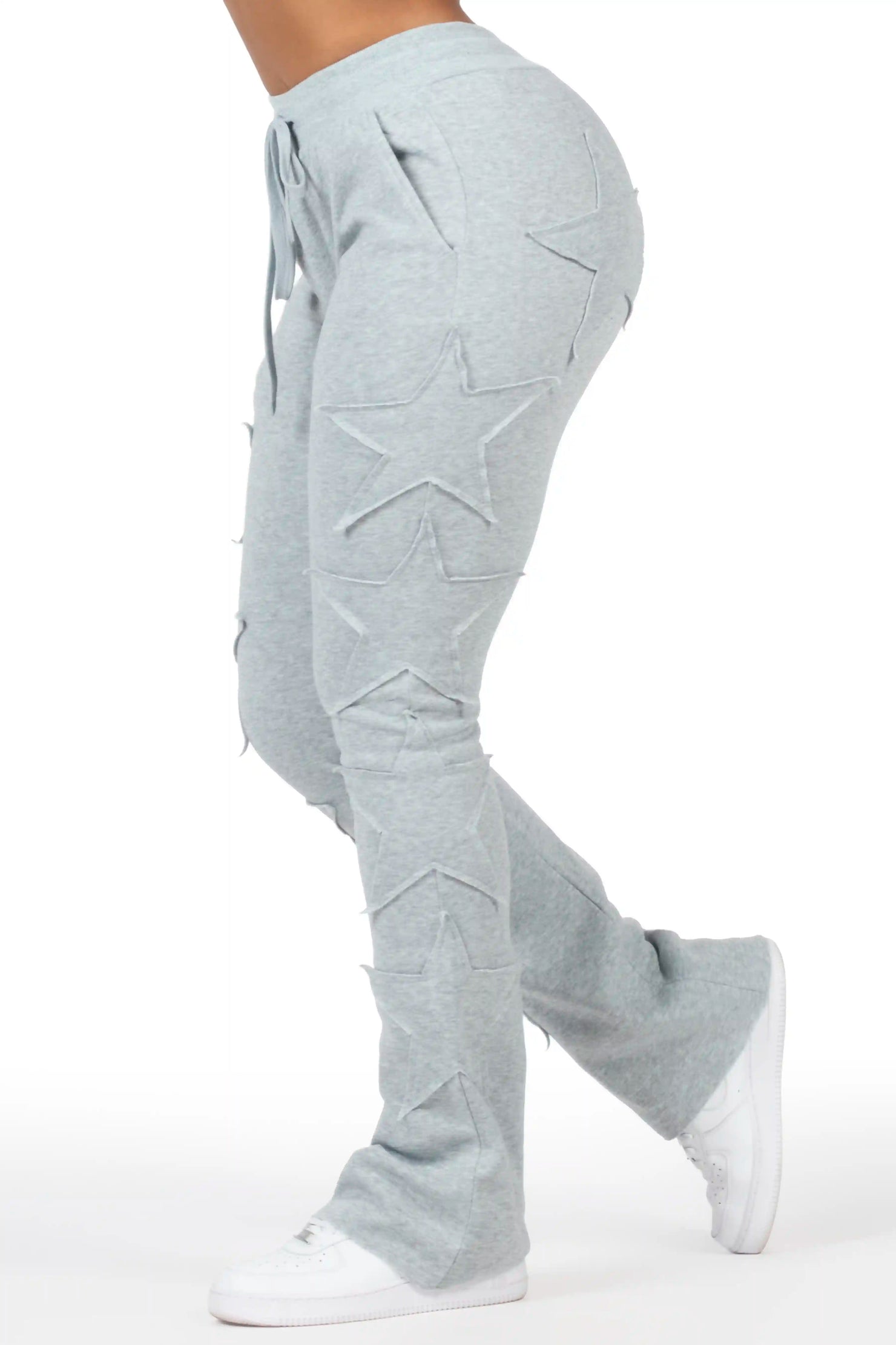 Sinayah Heather Grey Stacked Track Pant