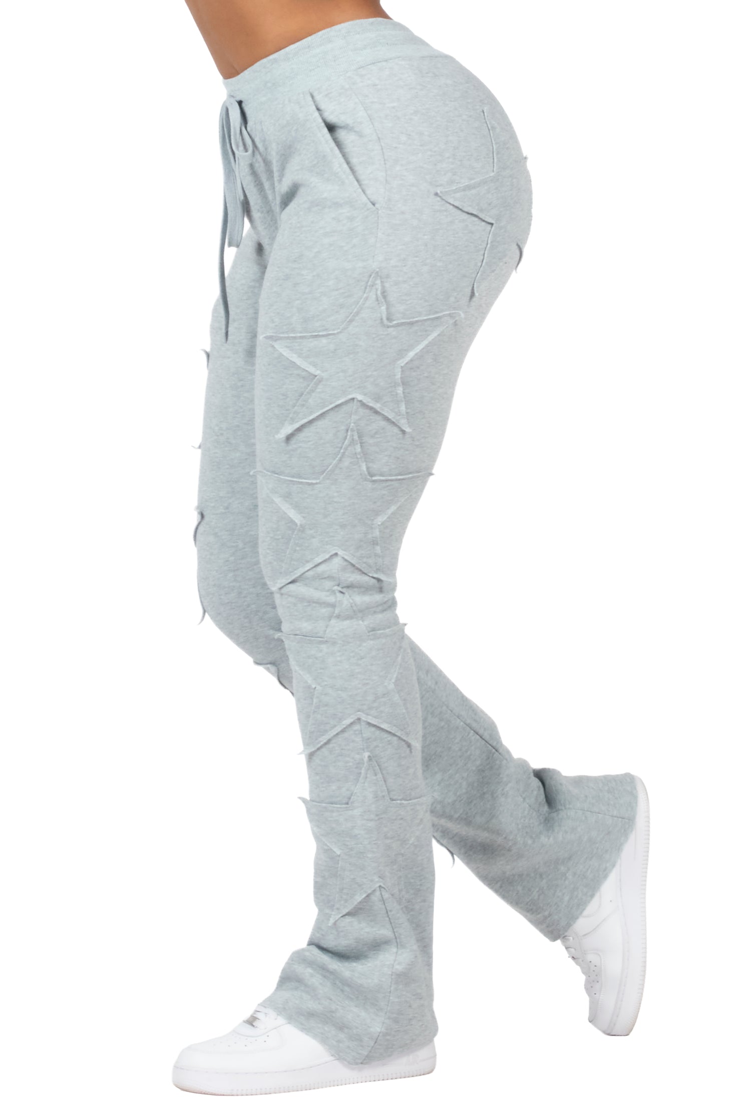 Sinayah Heather Grey Stacked Track Pant